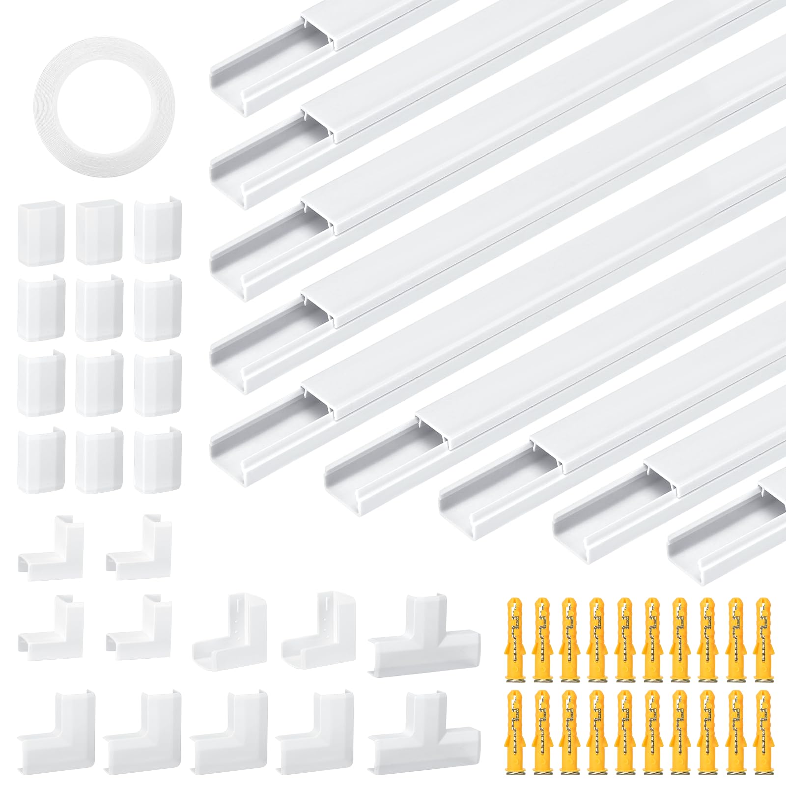 10 Pezzi Canalina per Cavi Autoadesiva 400mm*15mm*10mm