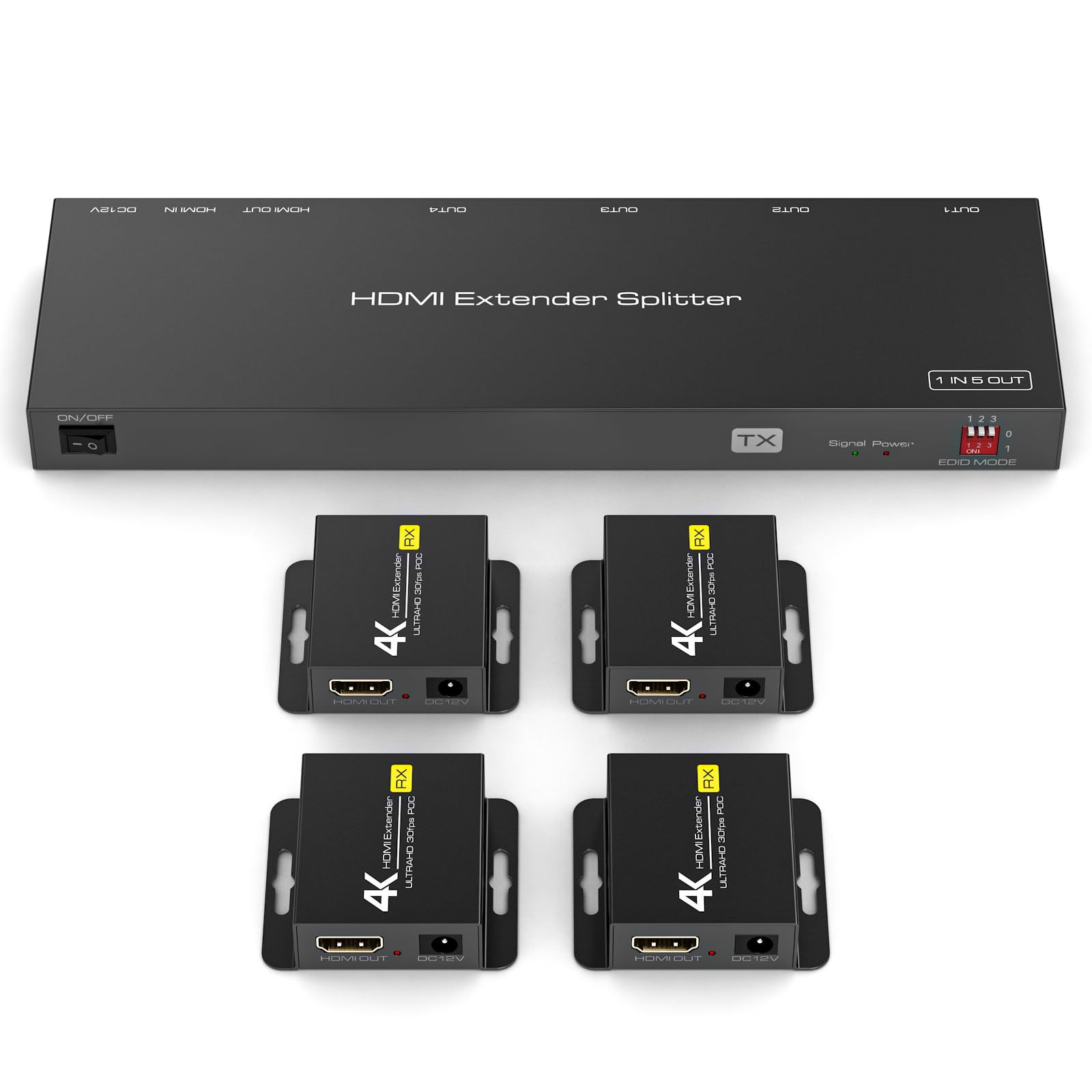 Vedindust HDMI Extender Splitter 4K30Hz 1 in 5 out