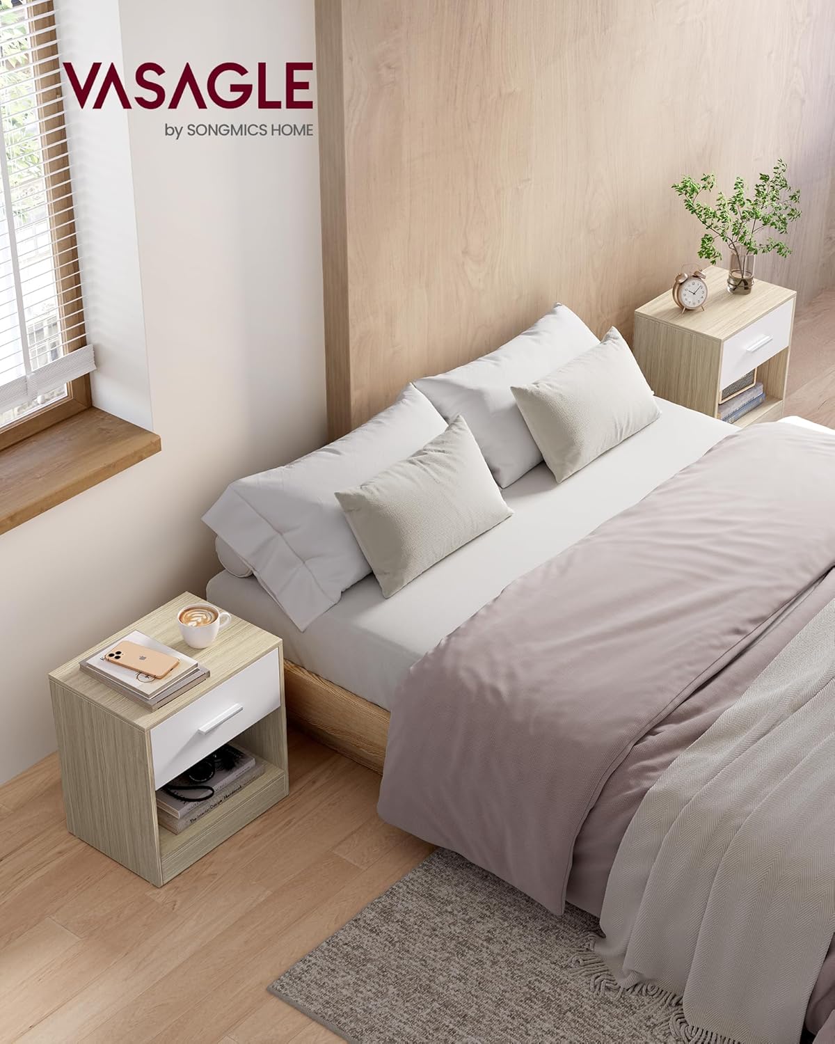 Vasagle Comodini Set 2 Tavolini con Cassetto - immagine 2