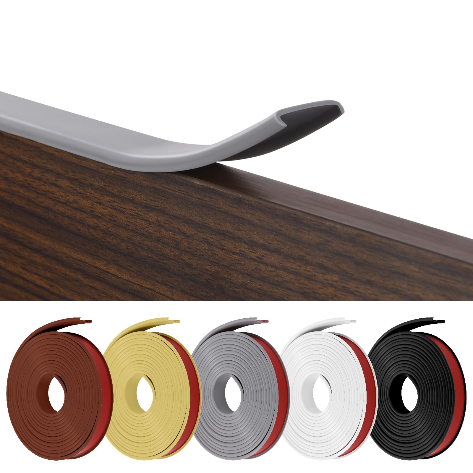 flintronic Bordatura Autoadesiva per Mobili a Forma di U, Nastro Perimetrale per Mobili Flessibile, Striscia di Protezione del Bordo del Desktop per Fai-da-te, Armadi, Bordi di Piani di Lavoro 5m×18mm