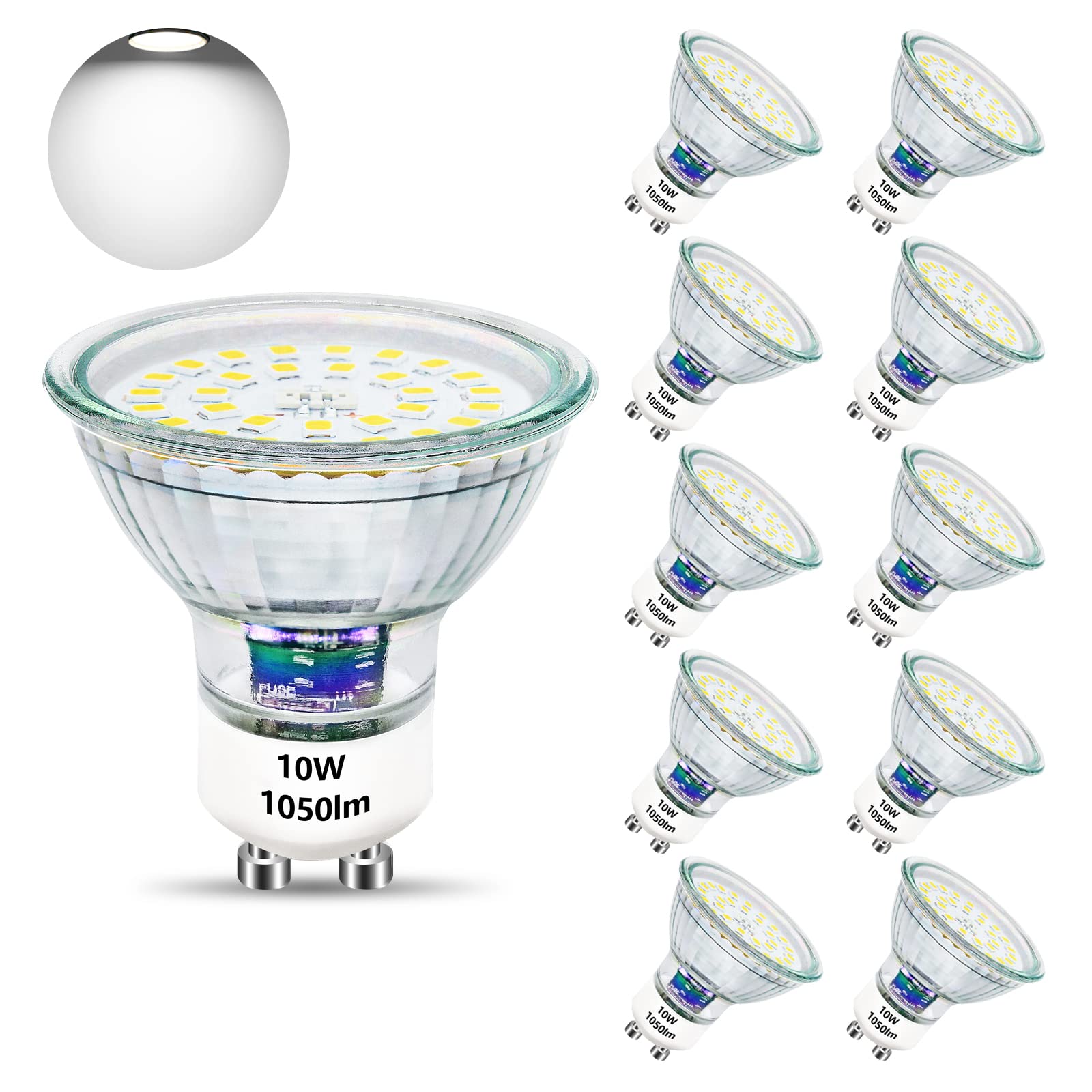 Unikcst Lampadine LED GU10 10W 6000K 10 Pezzi