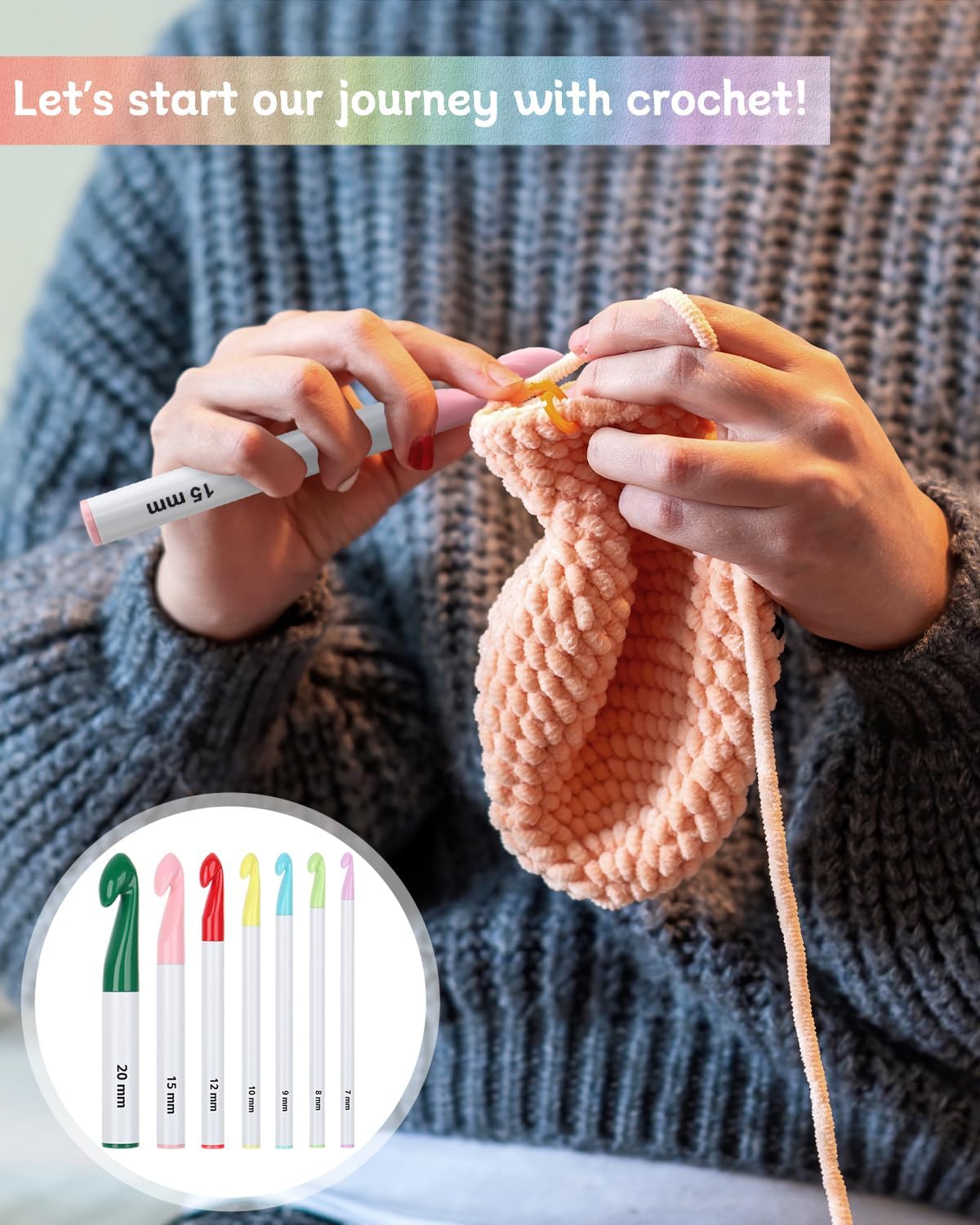 Coopay Kit Completo per Uncinetto con 7 Aghi Ergonomici - immagine 6