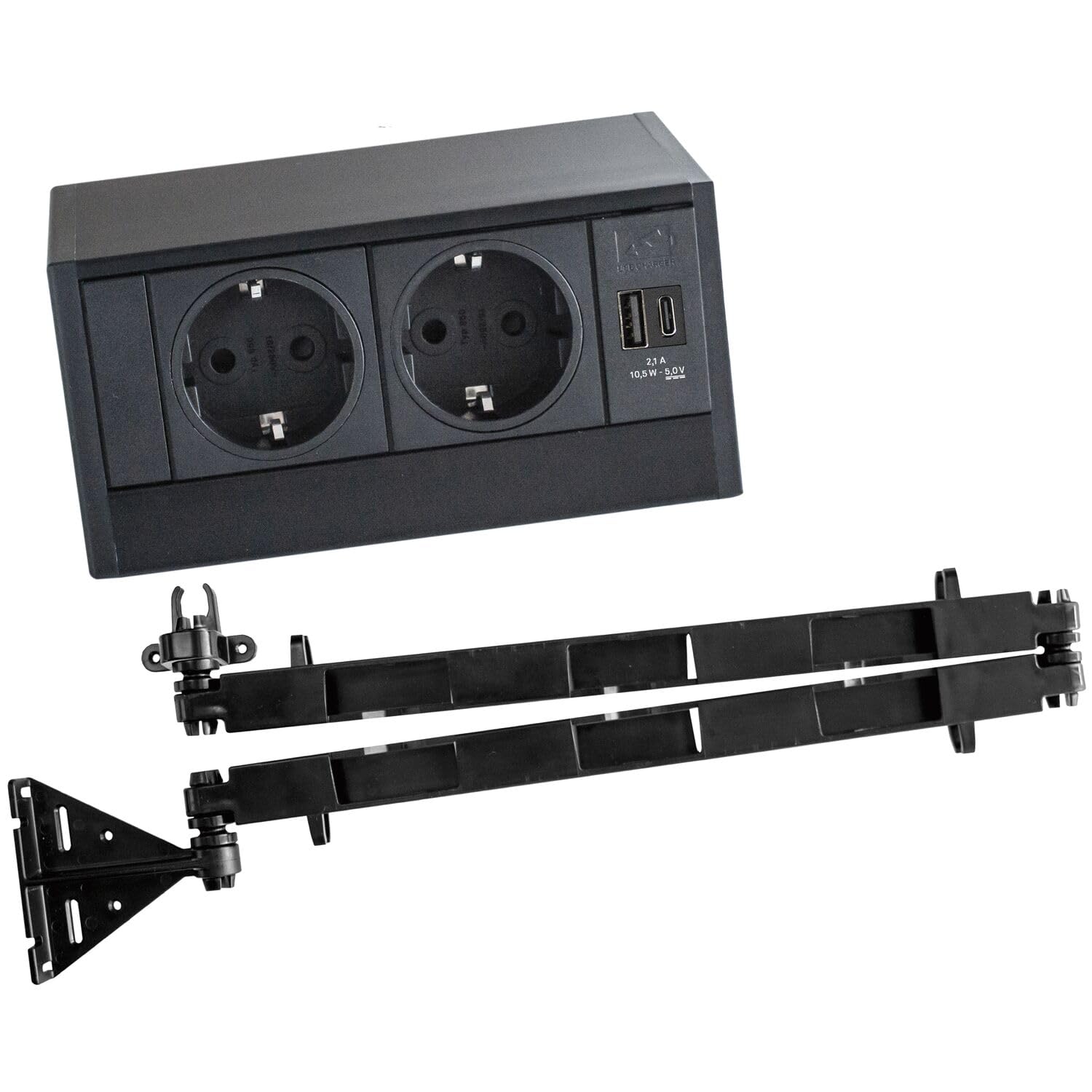 Evoline R-Dock Presa per Cassetto con USB A+C - Nero