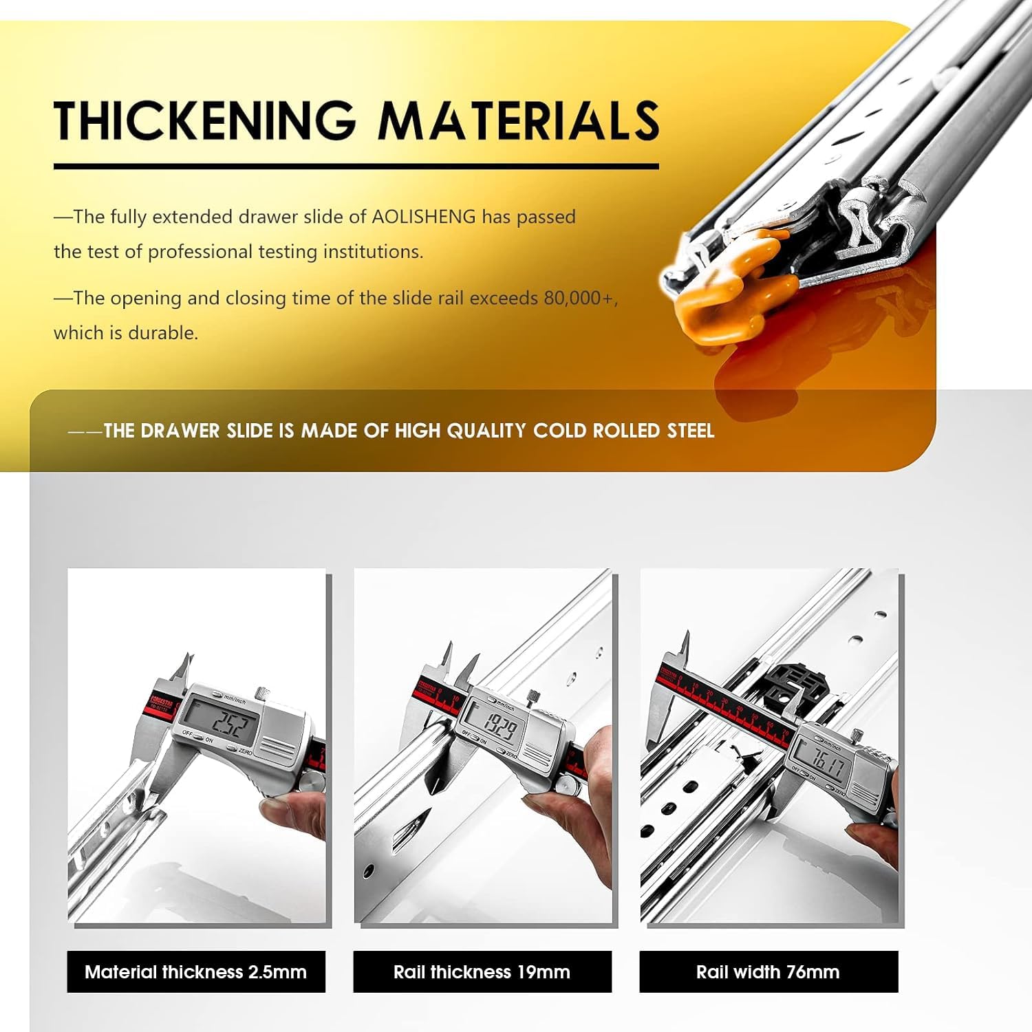 Aolisheng Guide per Cassetti Pesanti con Serratura 550mm - immagine 6