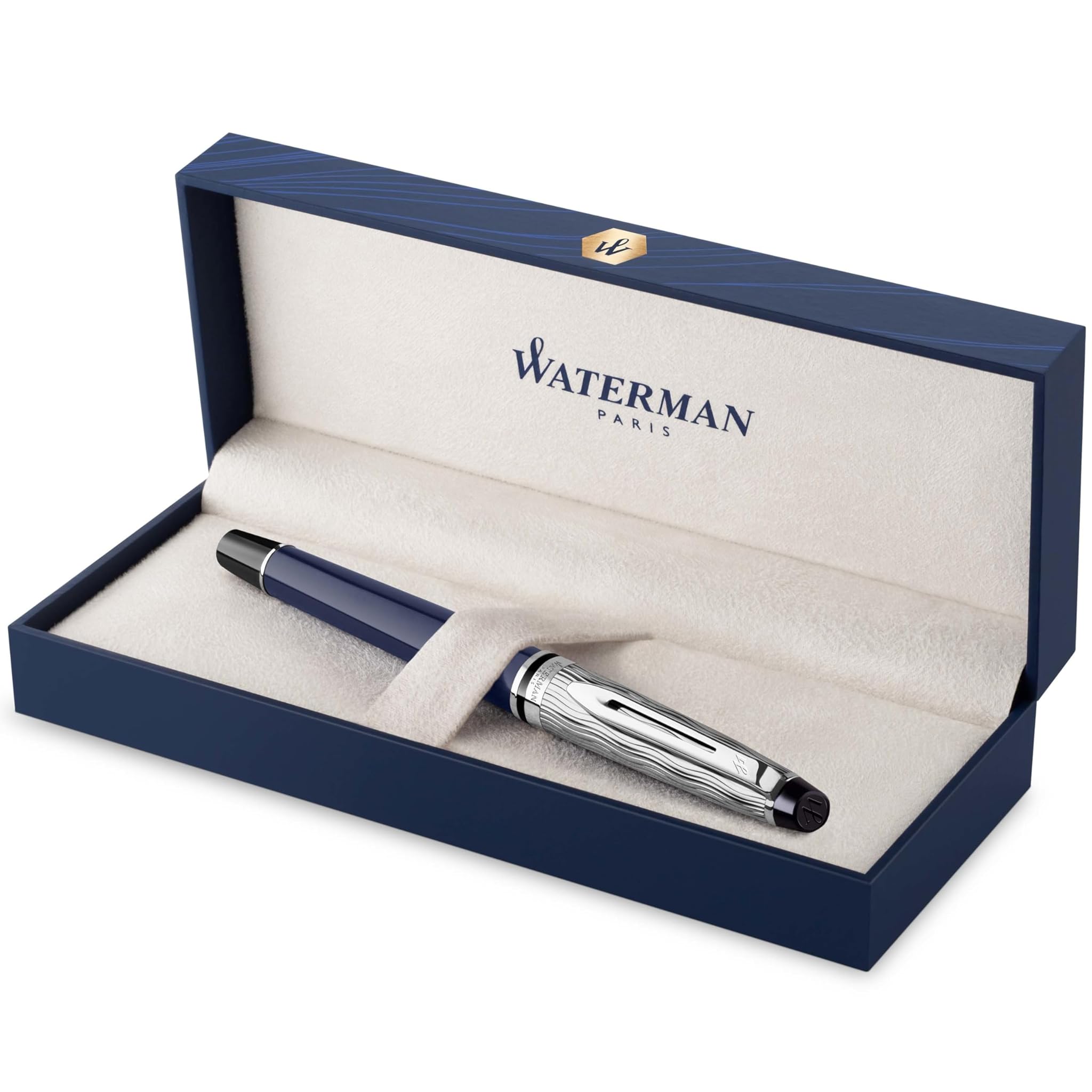 Waterman Expert Penna Stilografica, Blu e Metallo