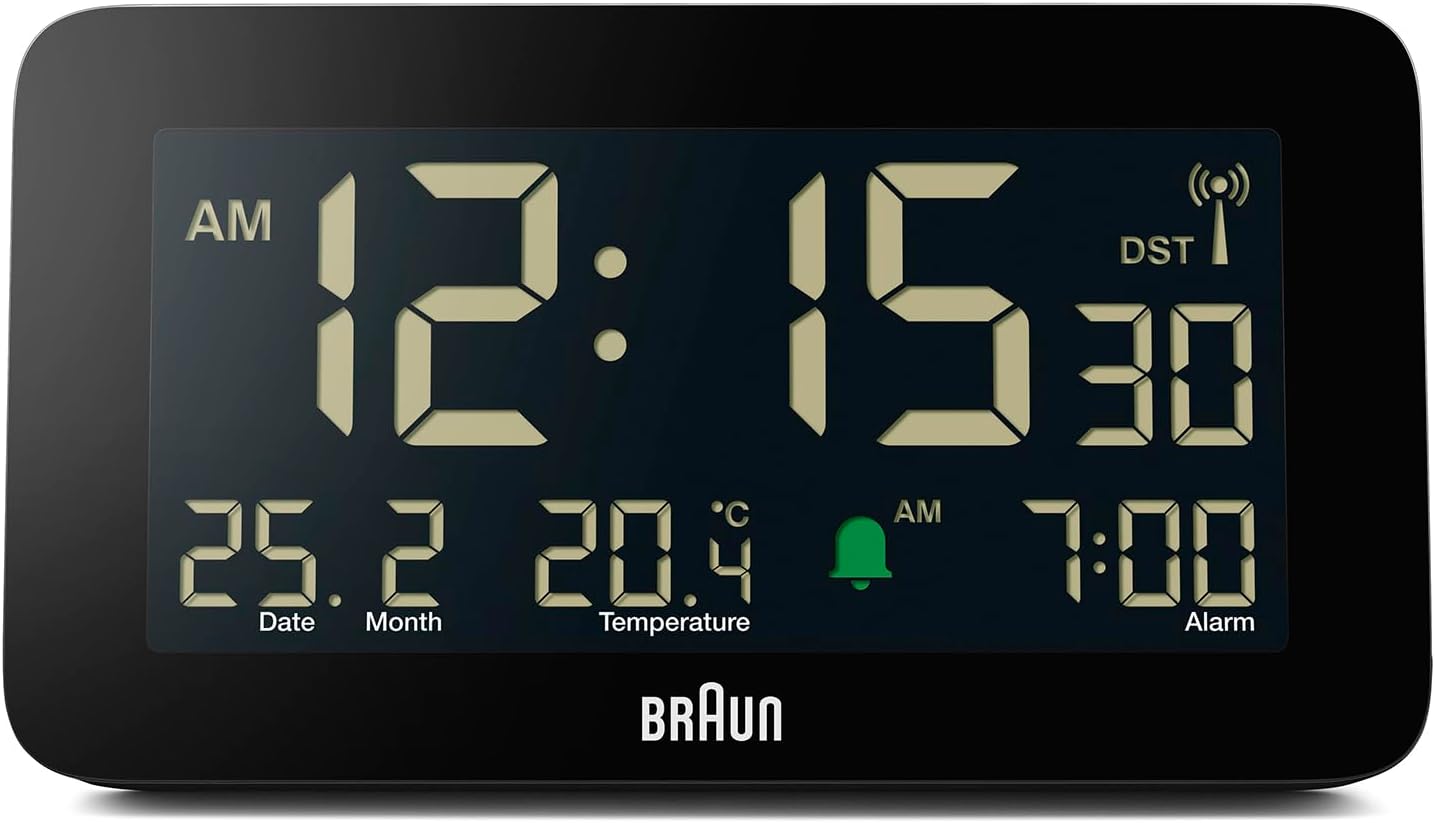 Braun Sveglia Digitale con Data e Temperatura, Nero - immagine 1