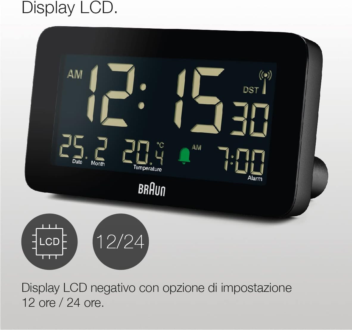 Braun Sveglia Digitale con Data e Temperatura, Nero - immagine 4