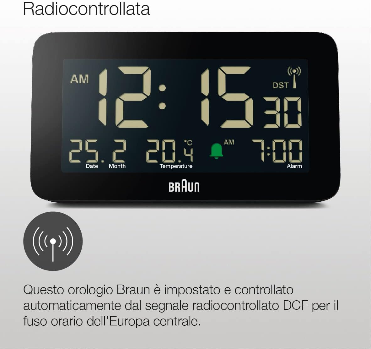 Braun Sveglia Digitale con Data e Temperatura, Nero - immagine 7