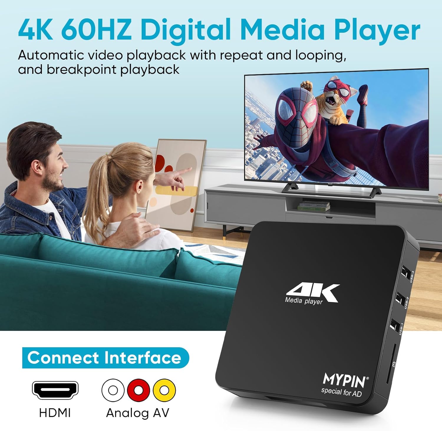 Mypin Lettore Multimediale 4K HD HDMI - immagine 4