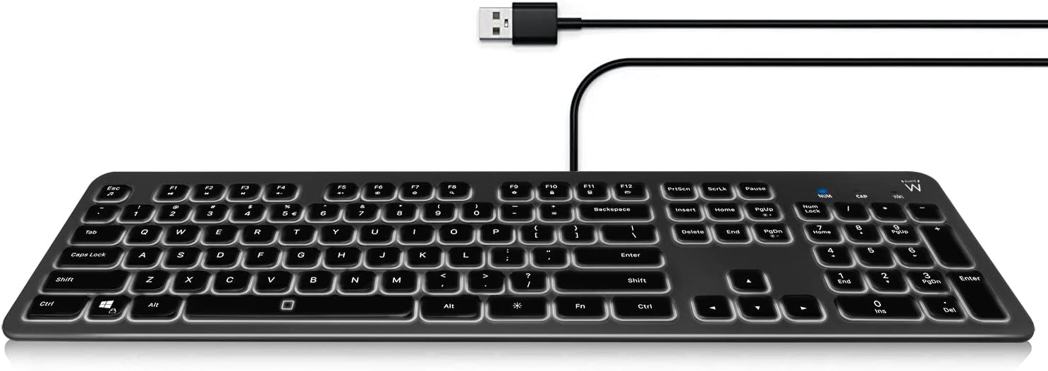 Ewent Tastiera Retroilluminata a LED USB, Nera - immagine 1