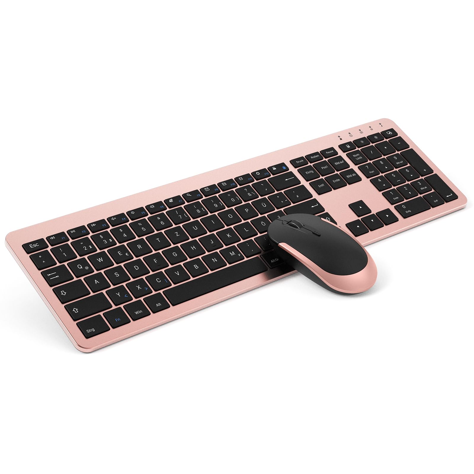 Seenda Tastiera Wireless con Mouse, Ricaricabile, Oro Rosa