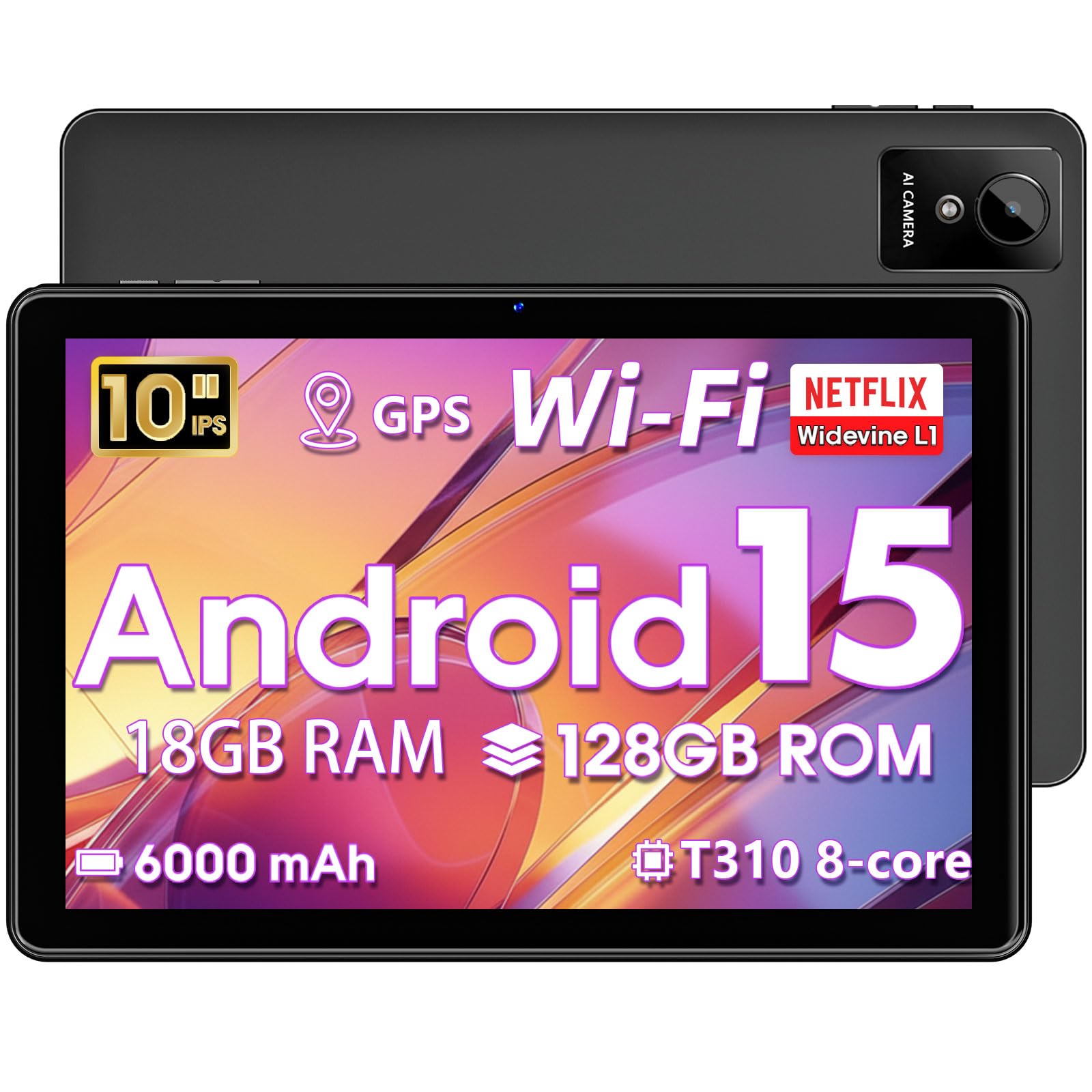 Tablet Android 15 da 10 pollici - 18GB RAM, 128GB ROM
