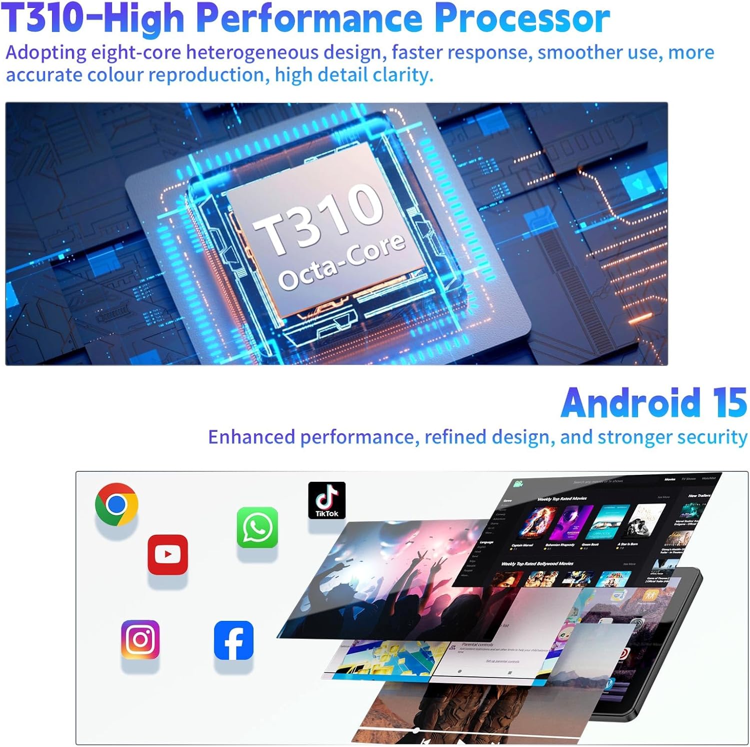 Tablet Android 15 da 10 pollici - 18GB RAM, 128GB ROM - immagine 3