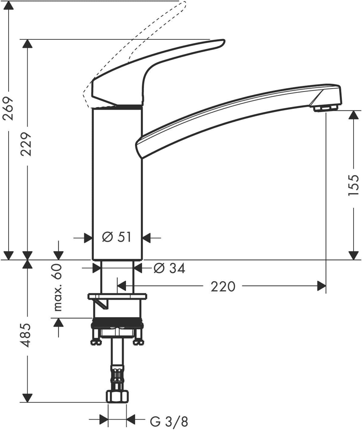 Hansgrohe Focus M41 Miscelatore Cucina Monocomando 160 - immagine 6