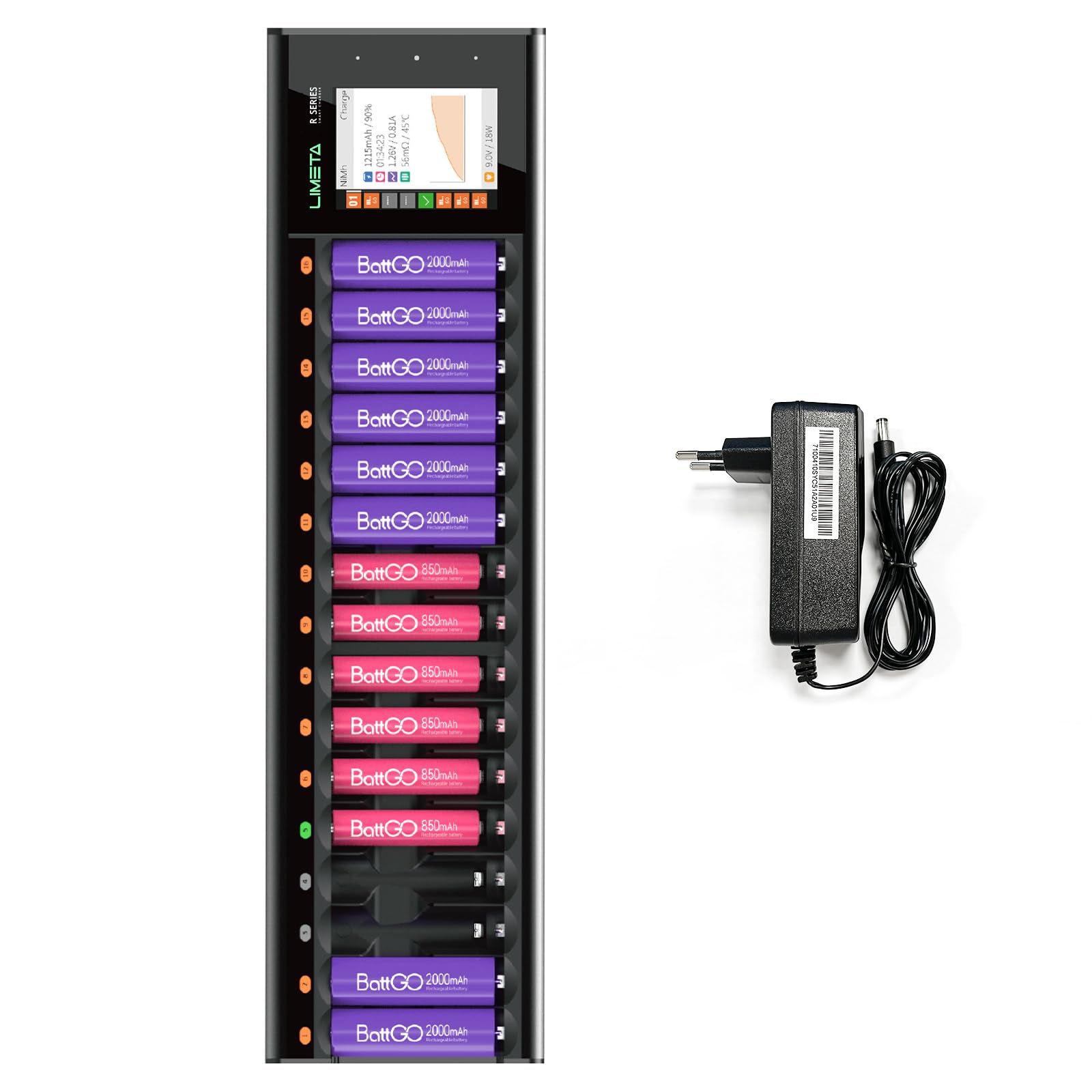 Limeta R16 - Caricabatterie Rapido 16 Slot AA AAA