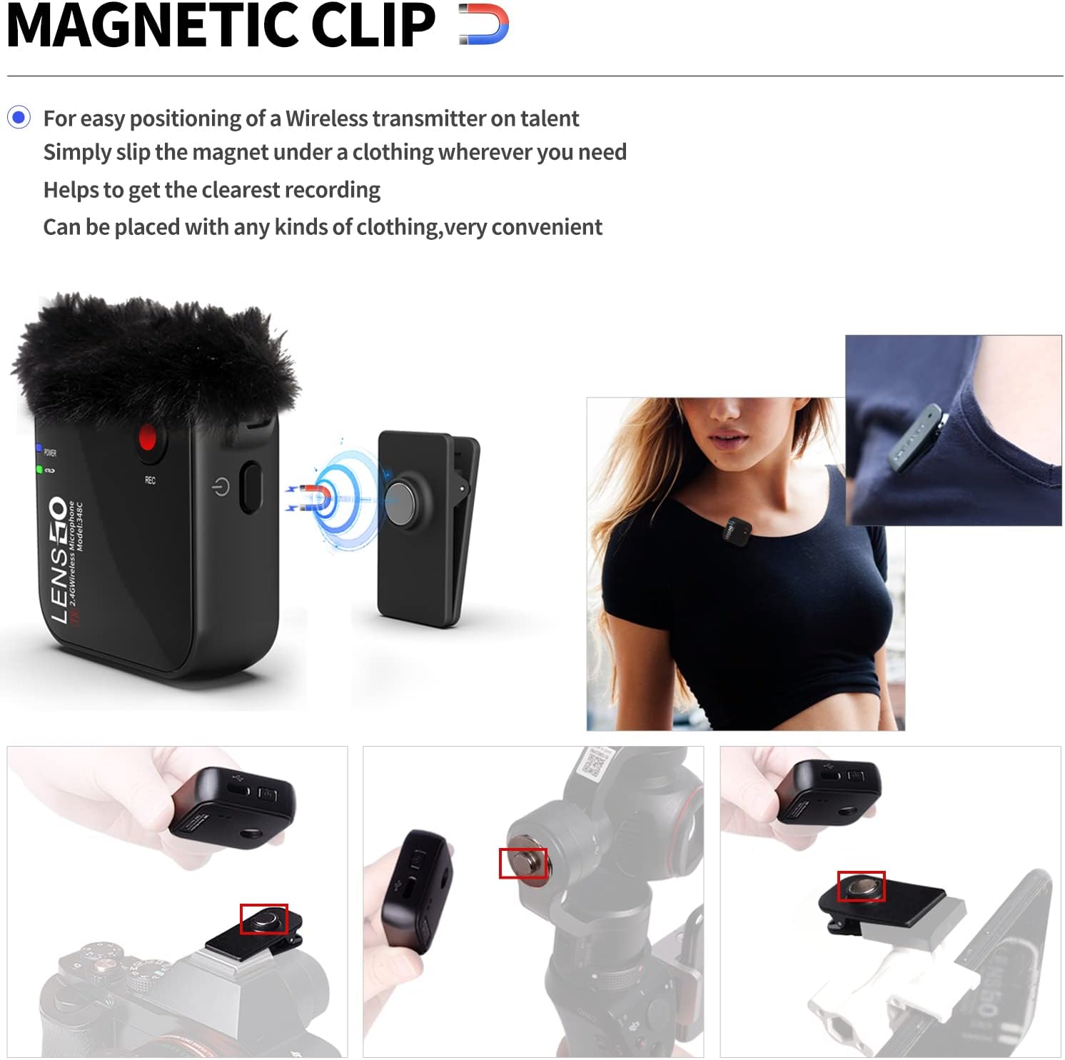 Lensgo 348C 2.4G Microfono Lavalier Wireless - immagine 4