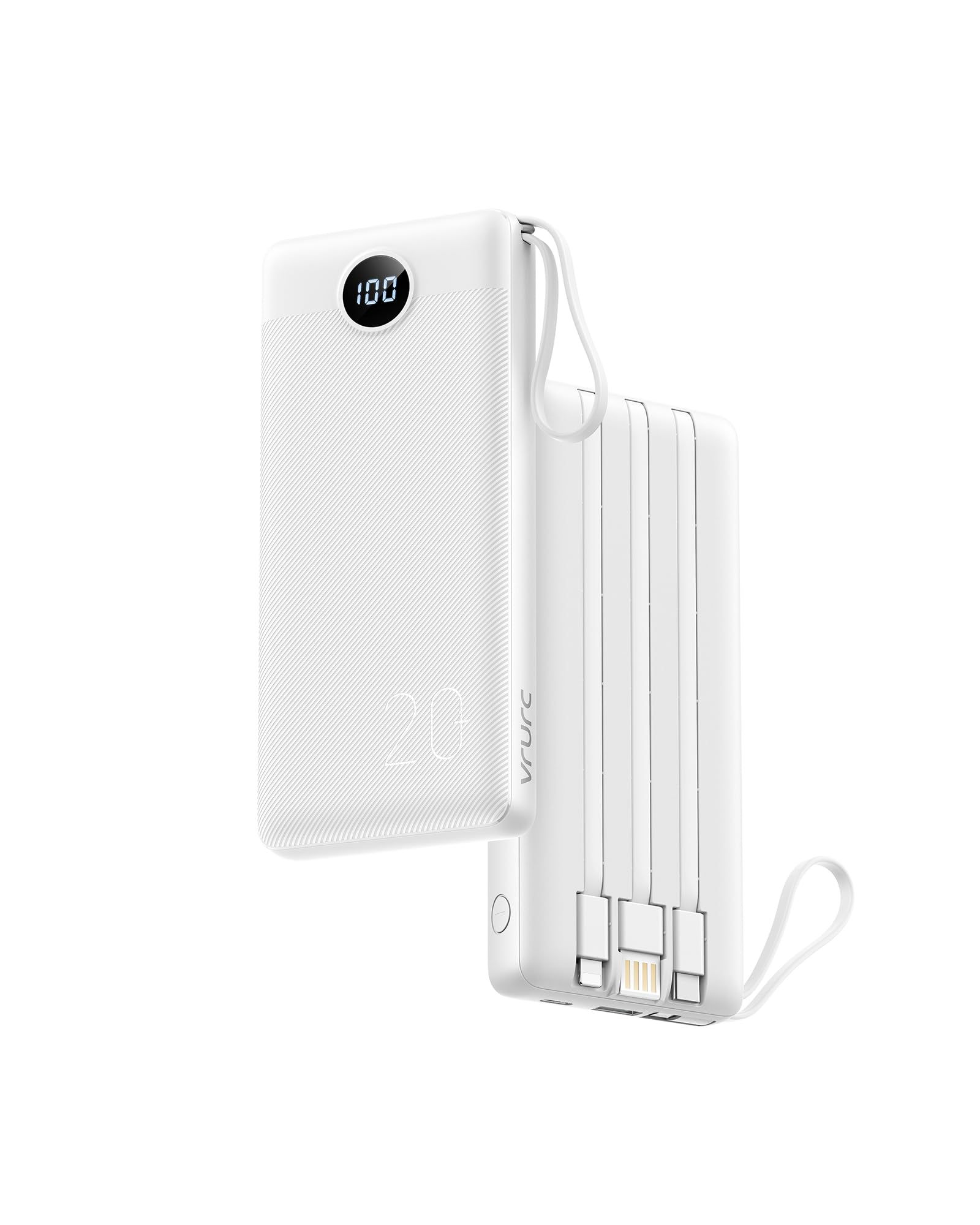 Vrurc Power Bank 20000mAh PD 22.5W con 4 Cavi Integrati