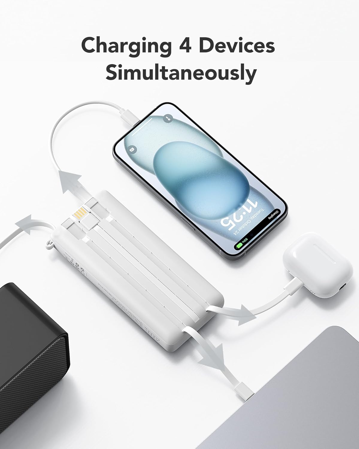 Vrurc Power Bank 20000mAh PD 22.5W con 4 Cavi Integrati - immagine 4