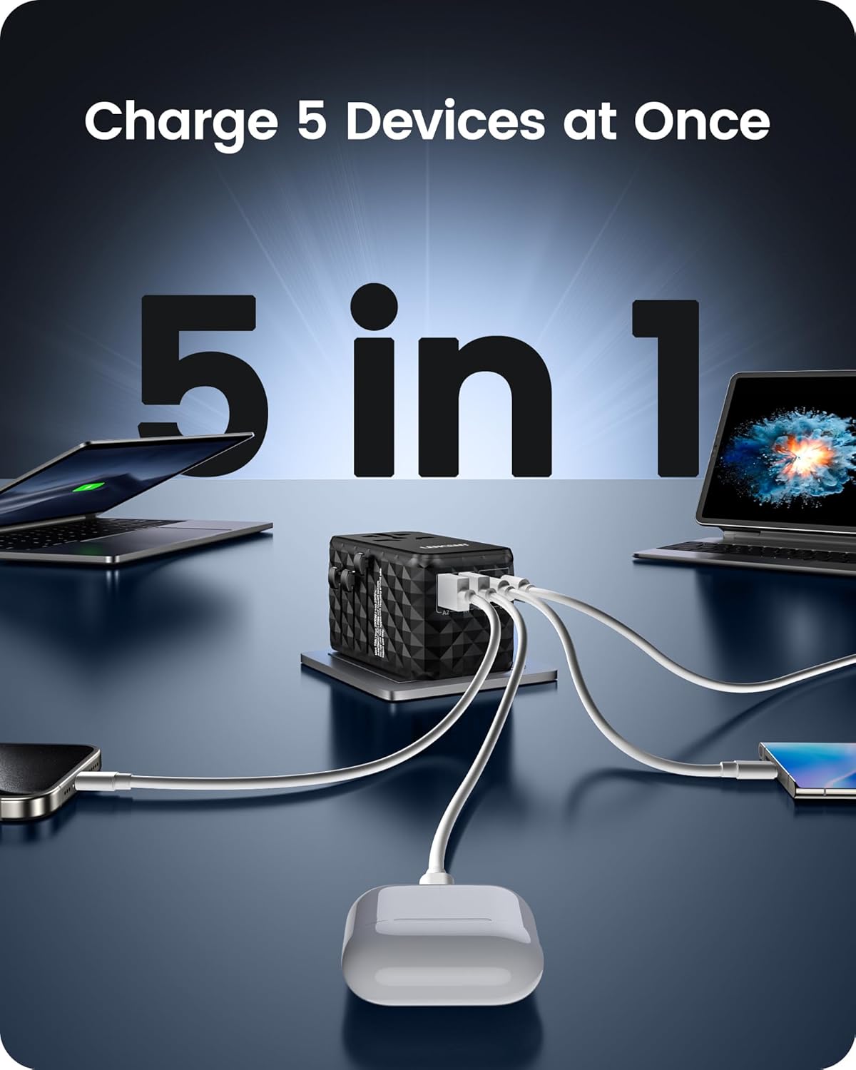 Lencent Adattatore Universale da Viaggio 100W, Nero - immagine 7