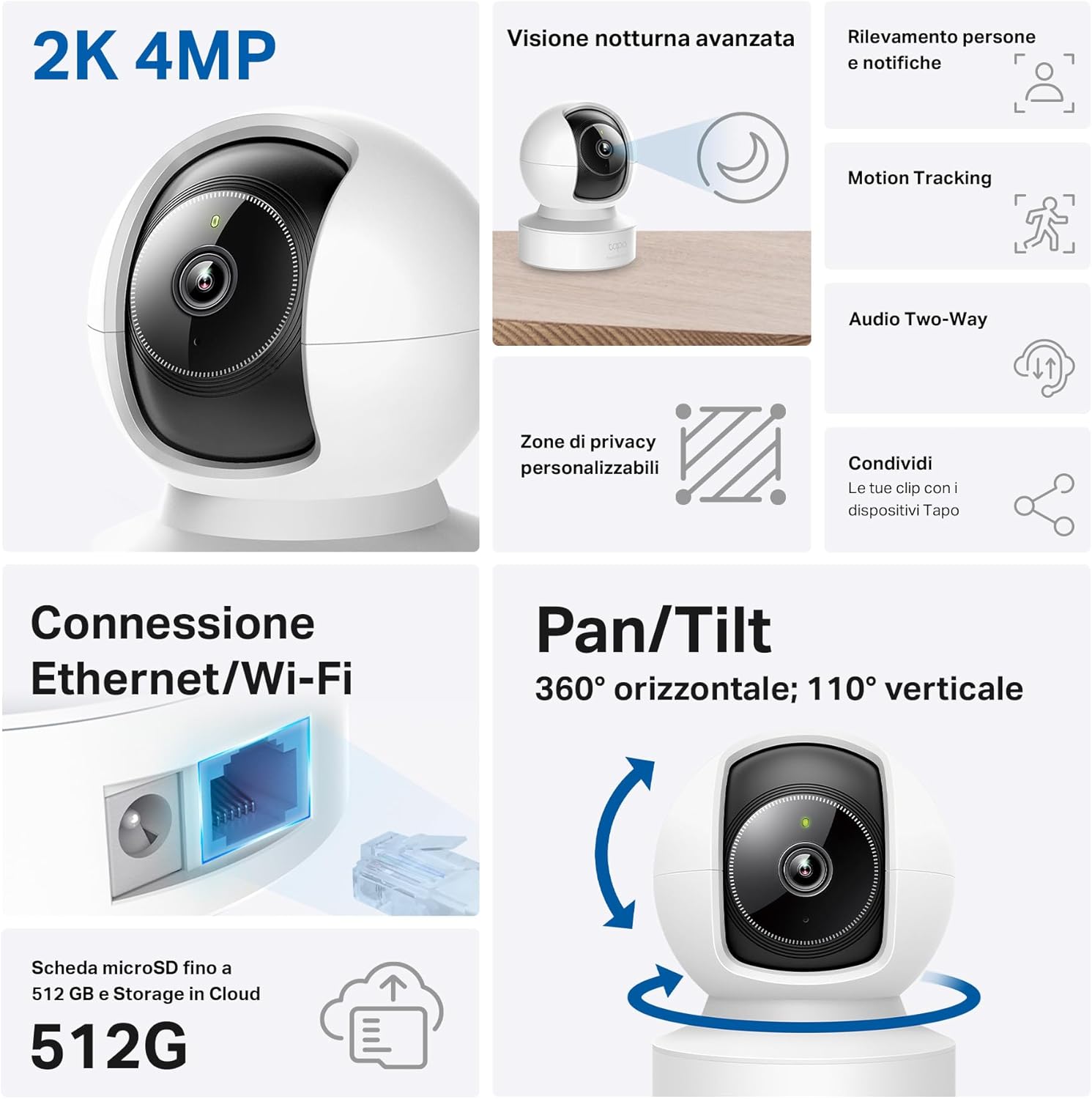Tapo C222 Telecamera WiFi Interno 2K 4MP QHD - immagine 2
