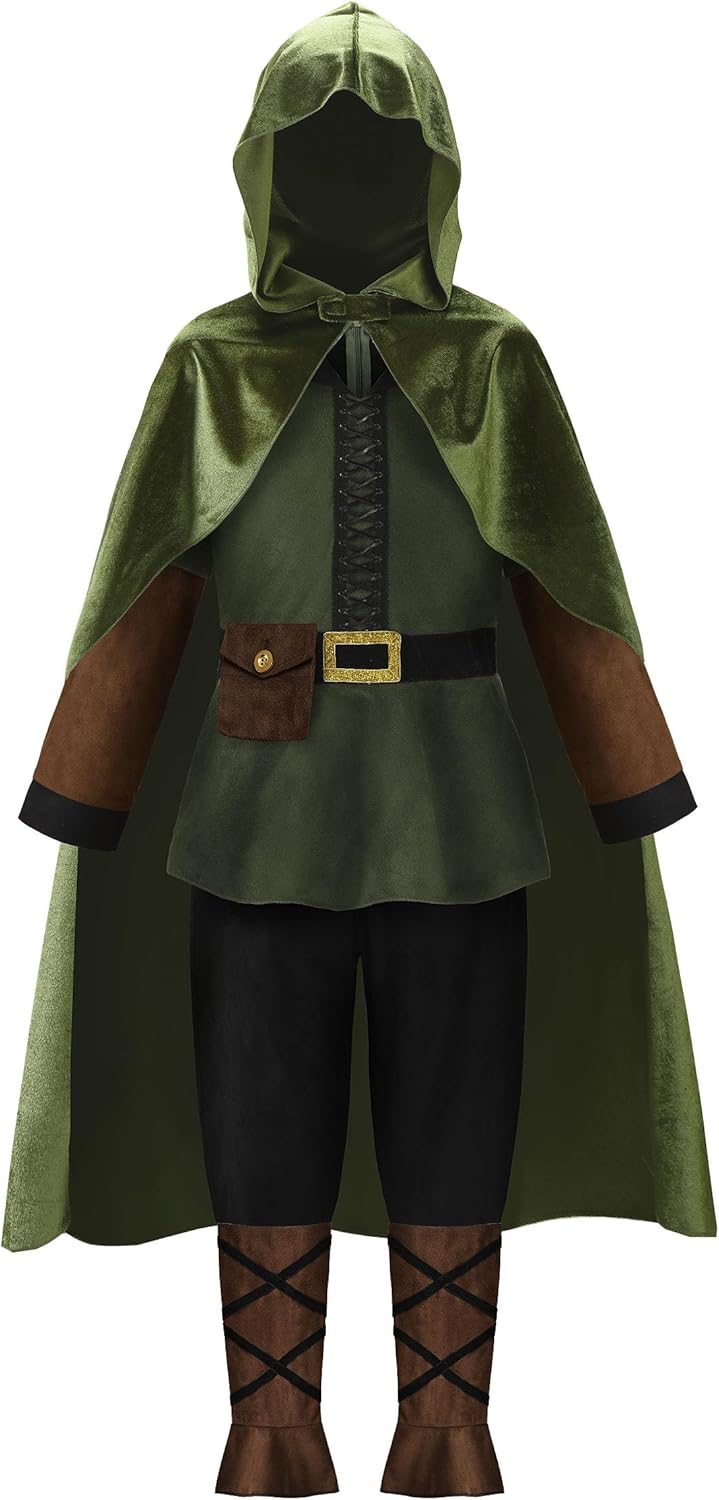 ReliBeauty Costume da Arciere per Bambini con Mantello - immagine 1