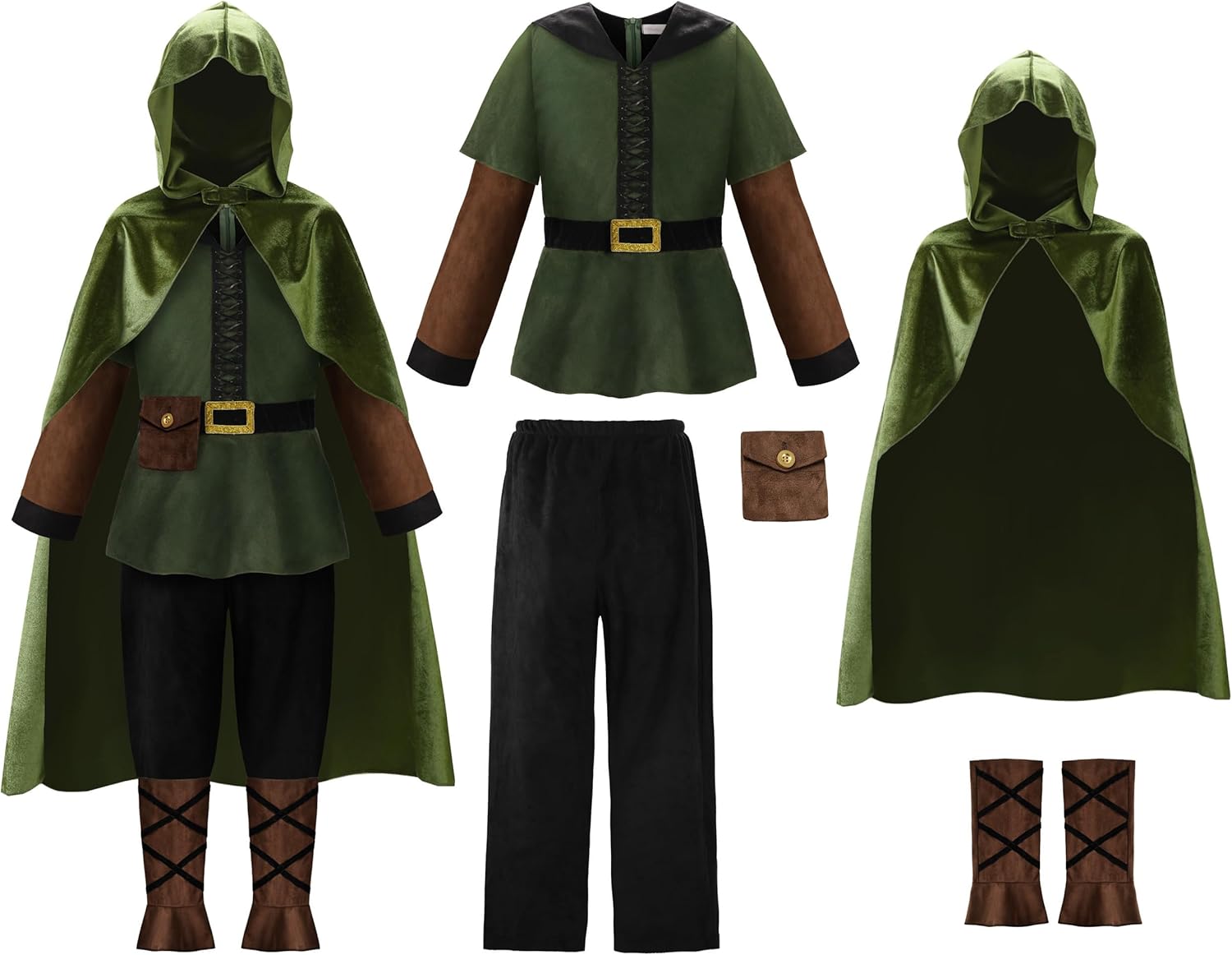 ReliBeauty Costume da Arciere per Bambini con Mantello - immagine 4