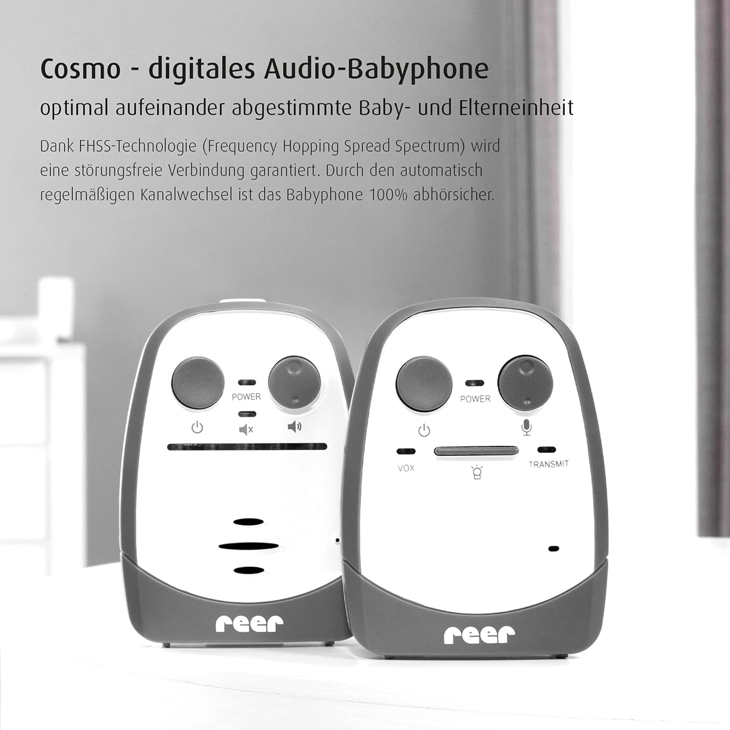 Reer Cosmo 50150 - Babyphone con Luce Notturna, Bianco - immagine 2