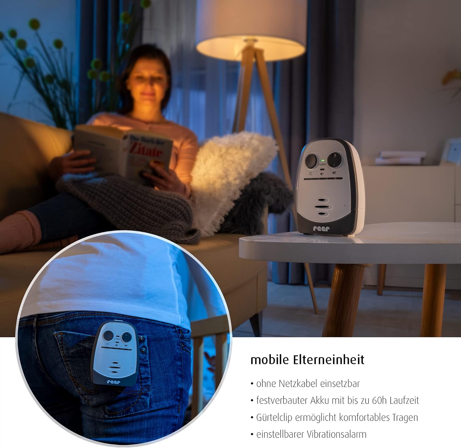 Reer Cosmo 50150 - Babyphone con Luce Notturna, Bianco - immagine 5