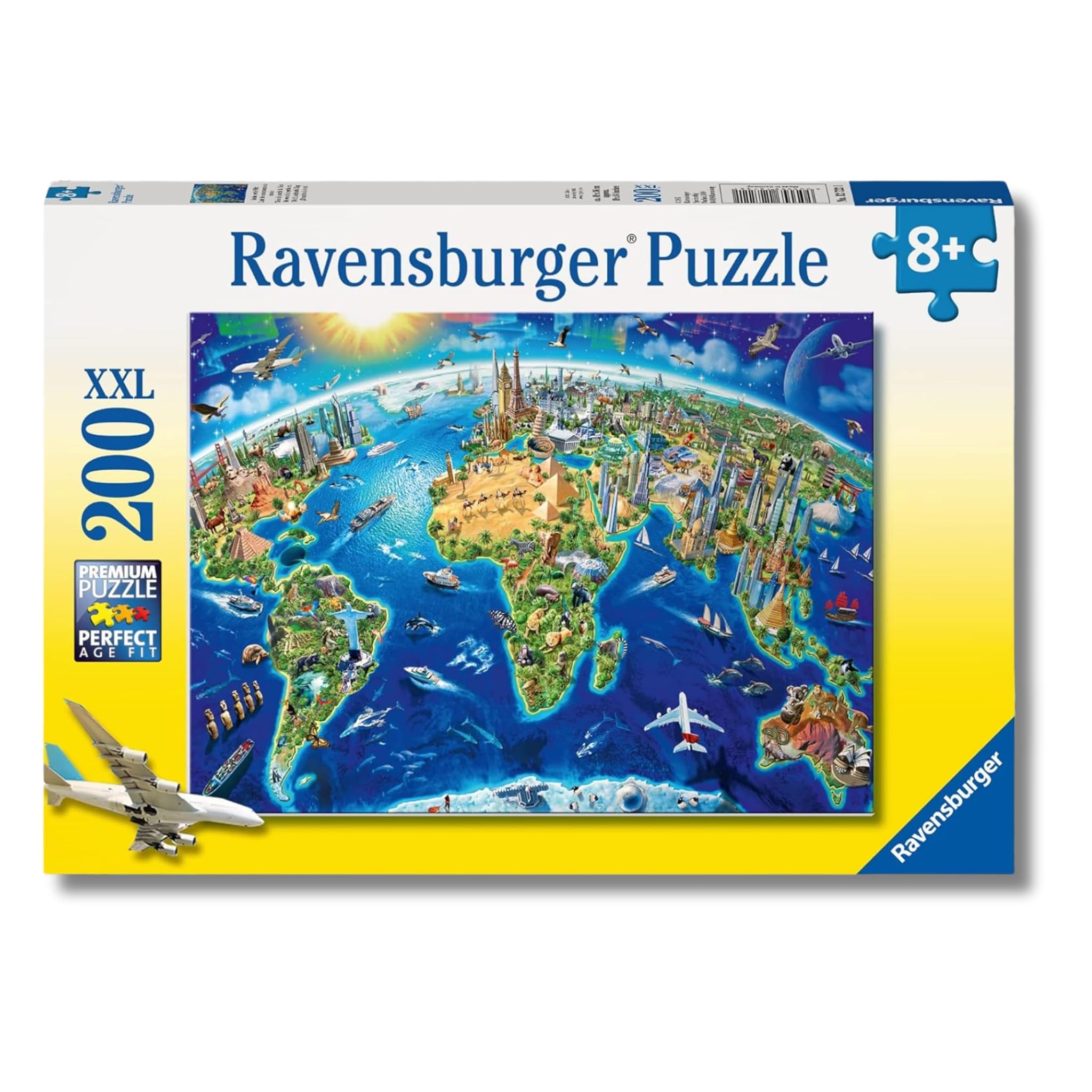 Ravensburger - Puzzle XXL Vista Del Mondo Dall'alto | Puzzle 8 Anni In Su | Puzzle Bambini Da 200 Pezzi In Regalo | Regalo Bambino 8 Anni 49 X 36 Cm | Puzzles Ravensburger