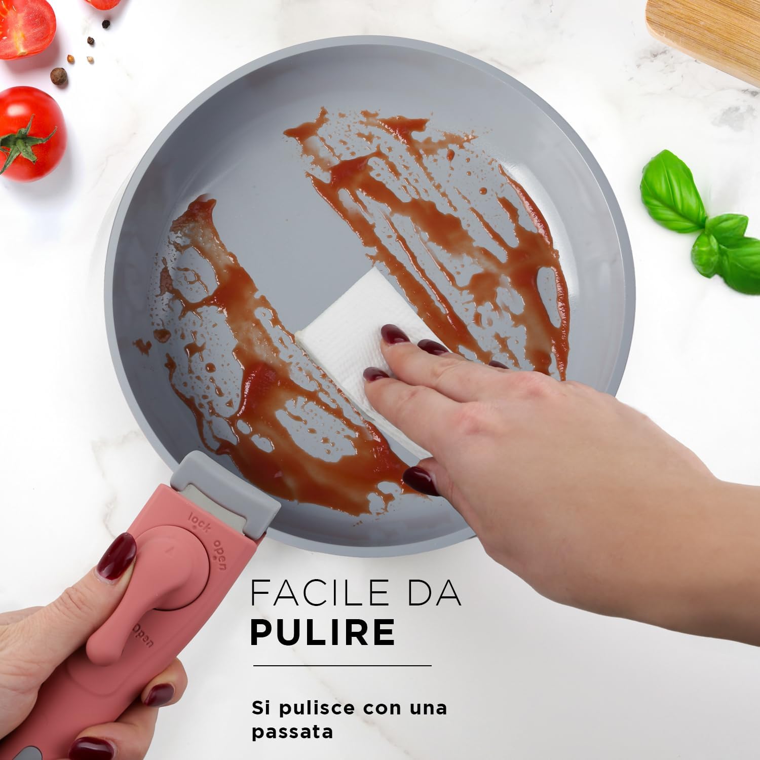 Kasanova Batteria Pentole 9 Pezzi Eaziclip, Rosa - immagine 6