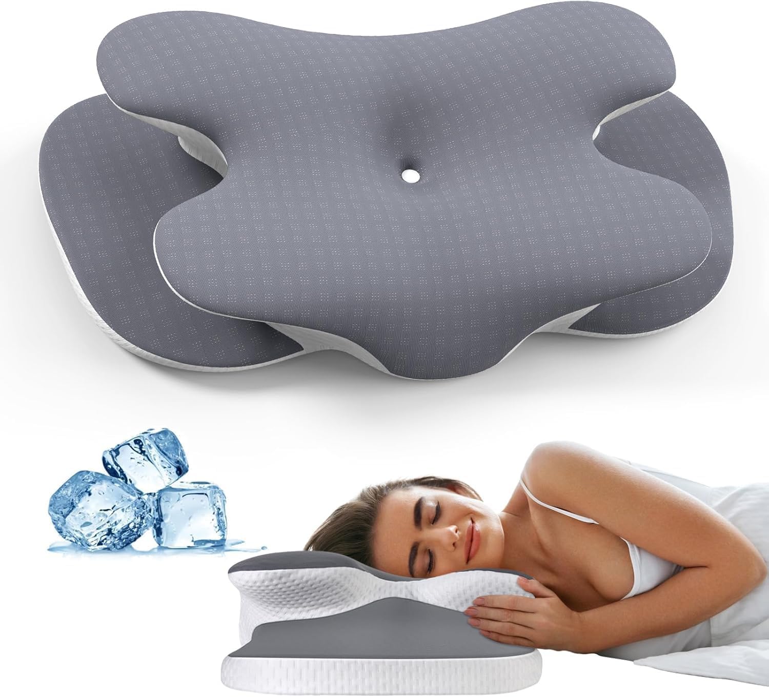 A-pce Cuscino Memory Foam Cervicale Ergonomico, Grigio - immagine 1
