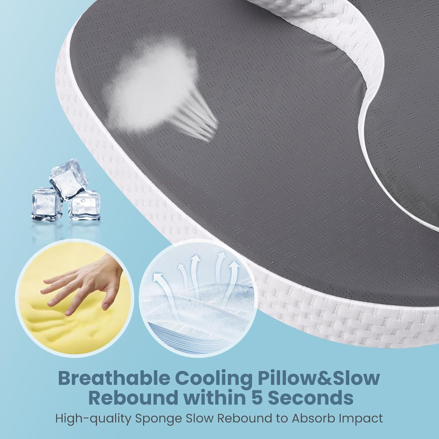 A-pce Cuscino Memory Foam Cervicale Ergonomico, Grigio - immagine 4