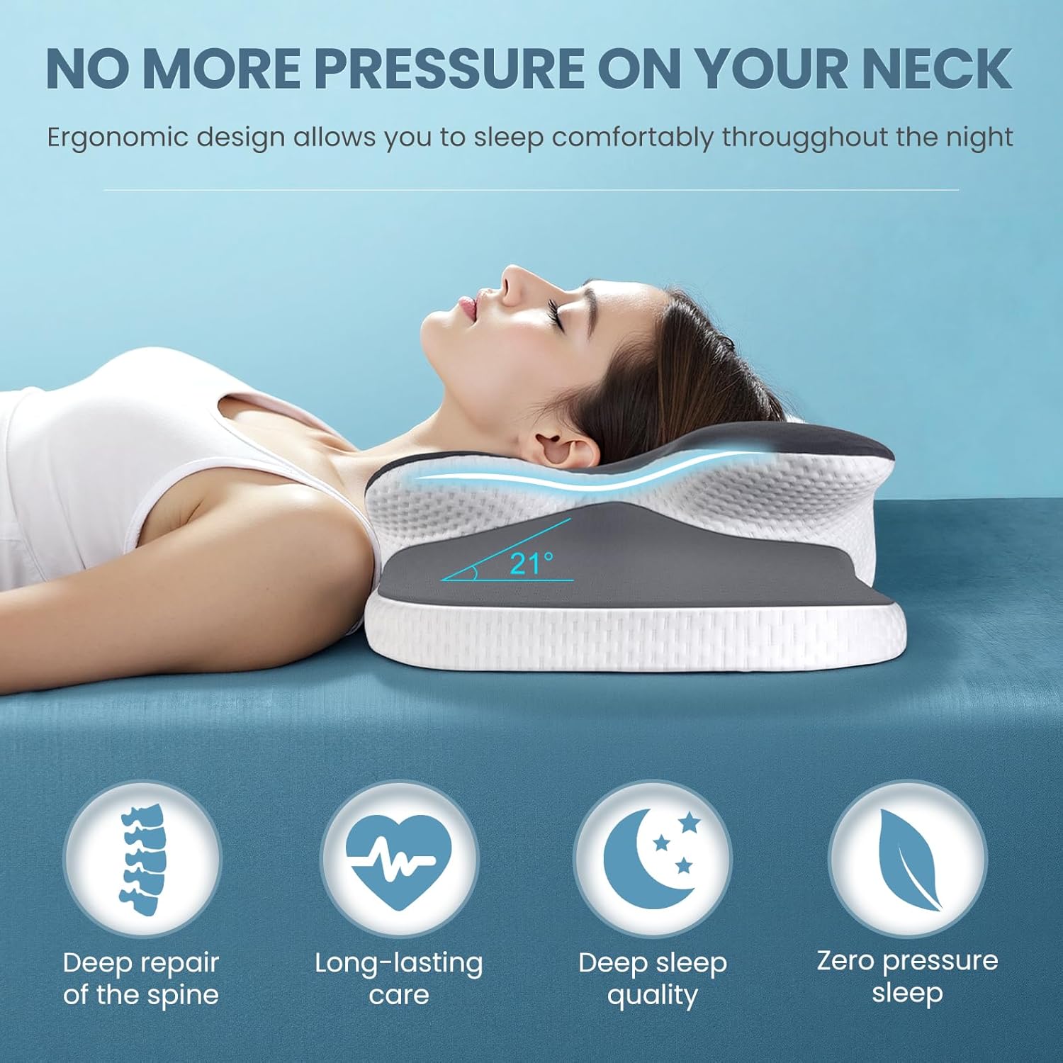 A-pce Cuscino Memory Foam Cervicale Ergonomico, Grigio - immagine 6