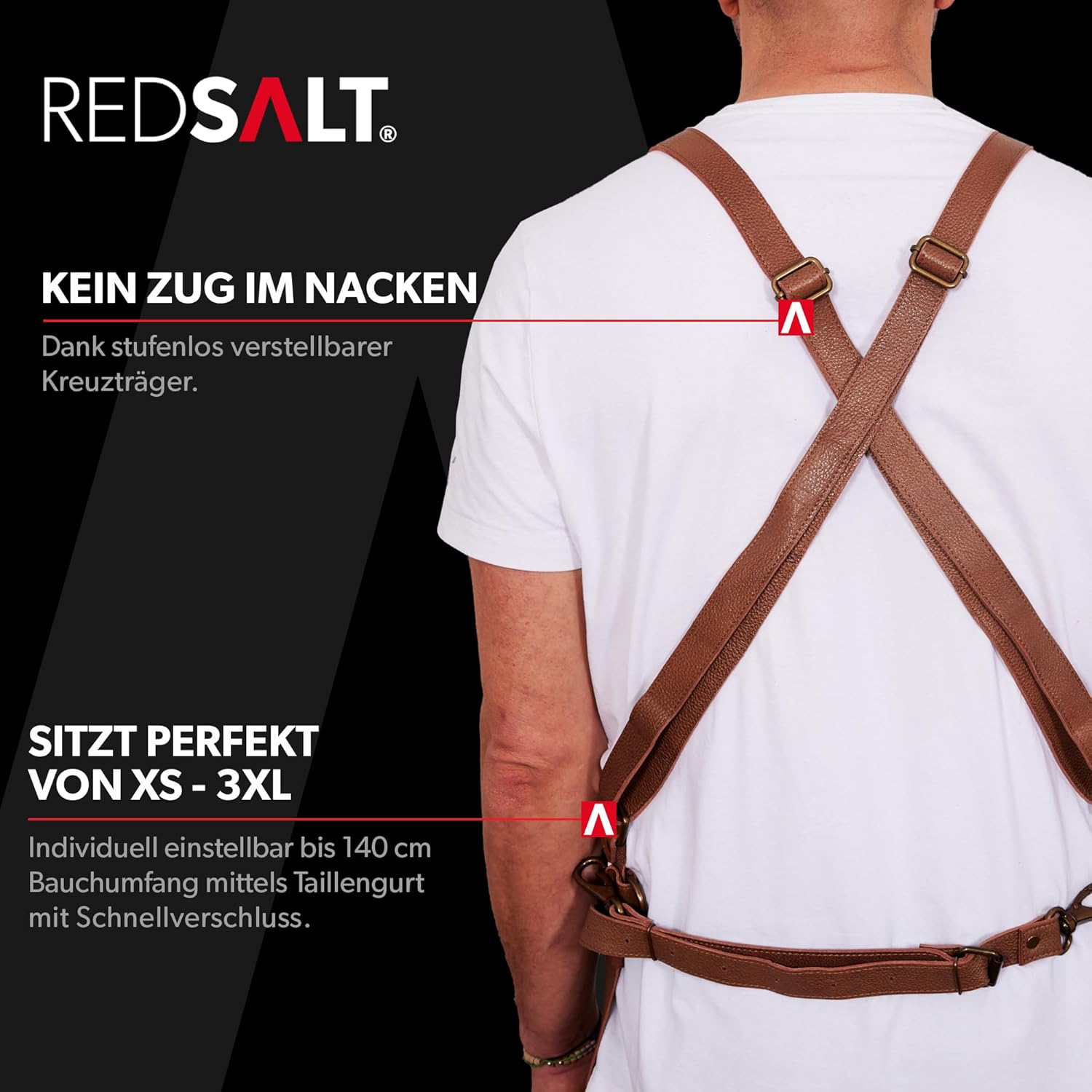 REDSALT® Grembiule in Pelle Bovina 84x62cm - immagine 3