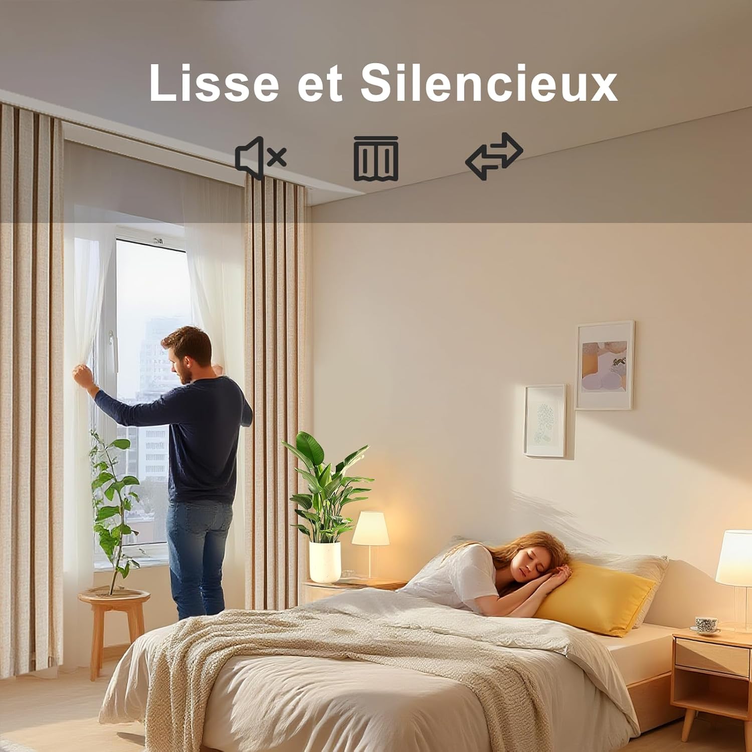 Binario per Tenda a Doppia Riga da Soffitto Silenzioso, Bianco - immagine 3