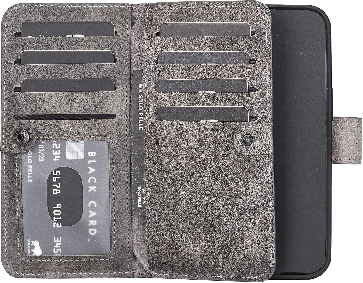 Solo Pelle Custodia iPhone 13 Pro 6.1" Harvard Double, Grigio - immagine 2