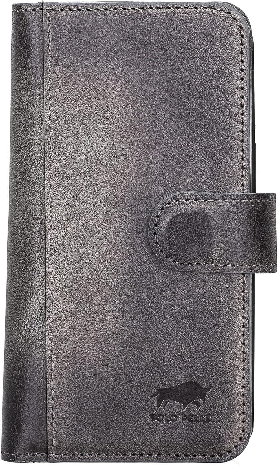 Solo Pelle Custodia iPhone 13 Pro 6.1" Harvard Double, Grigio - immagine 3