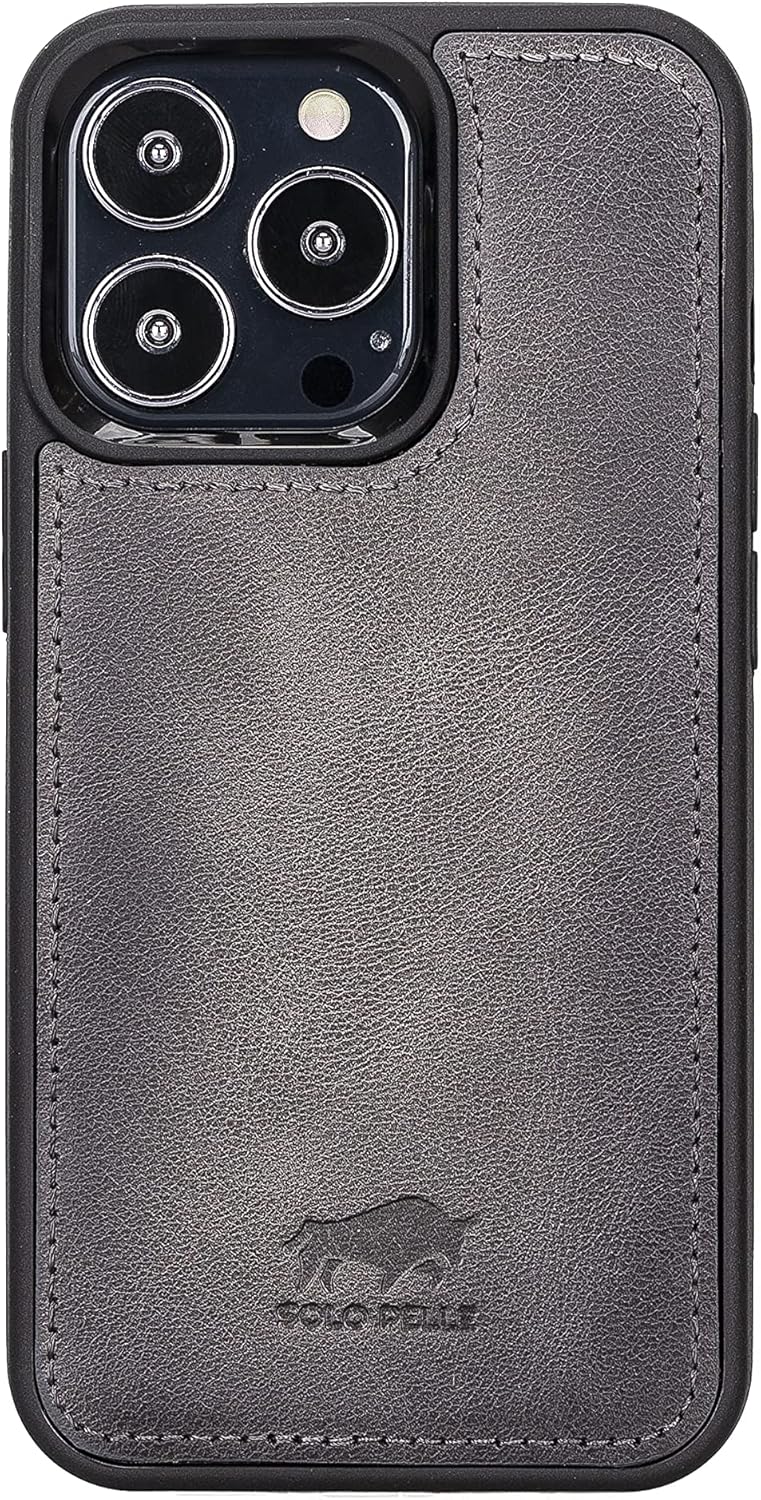 Solo Pelle Custodia iPhone 13 Pro 6.1" Harvard Double, Grigio - immagine 7