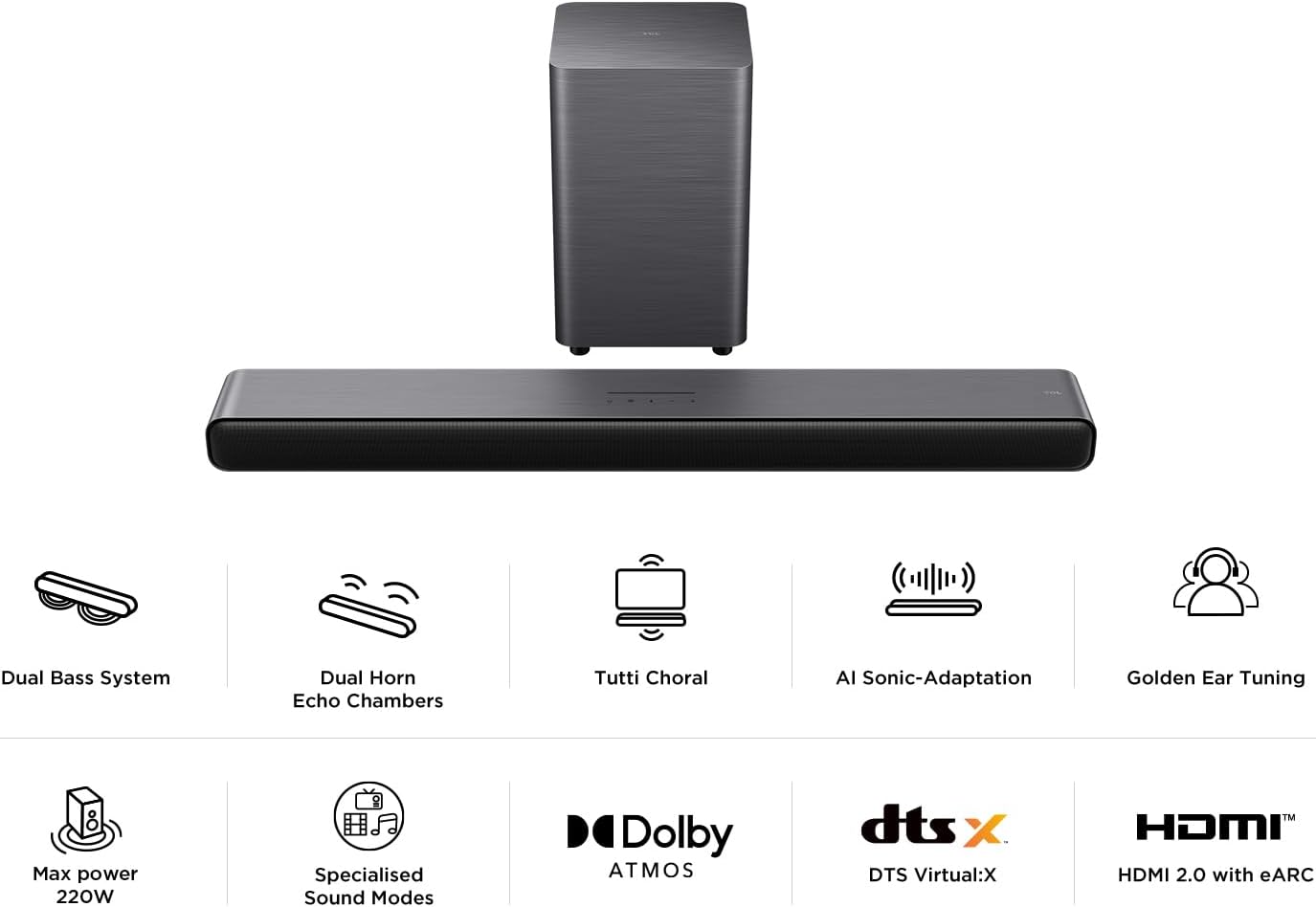 TCL Sound Bar S55H Nero 40W - immagine 2