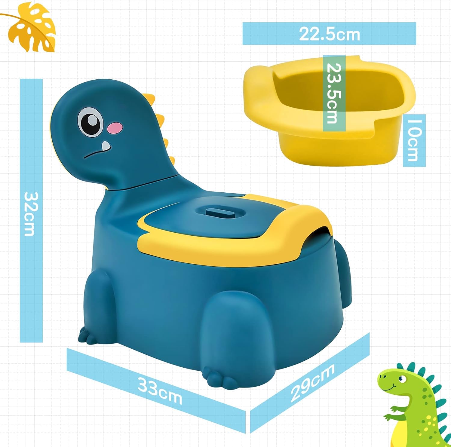 Vasino Per Bambini Portatile a Dinosauri, Blu - immagine 5