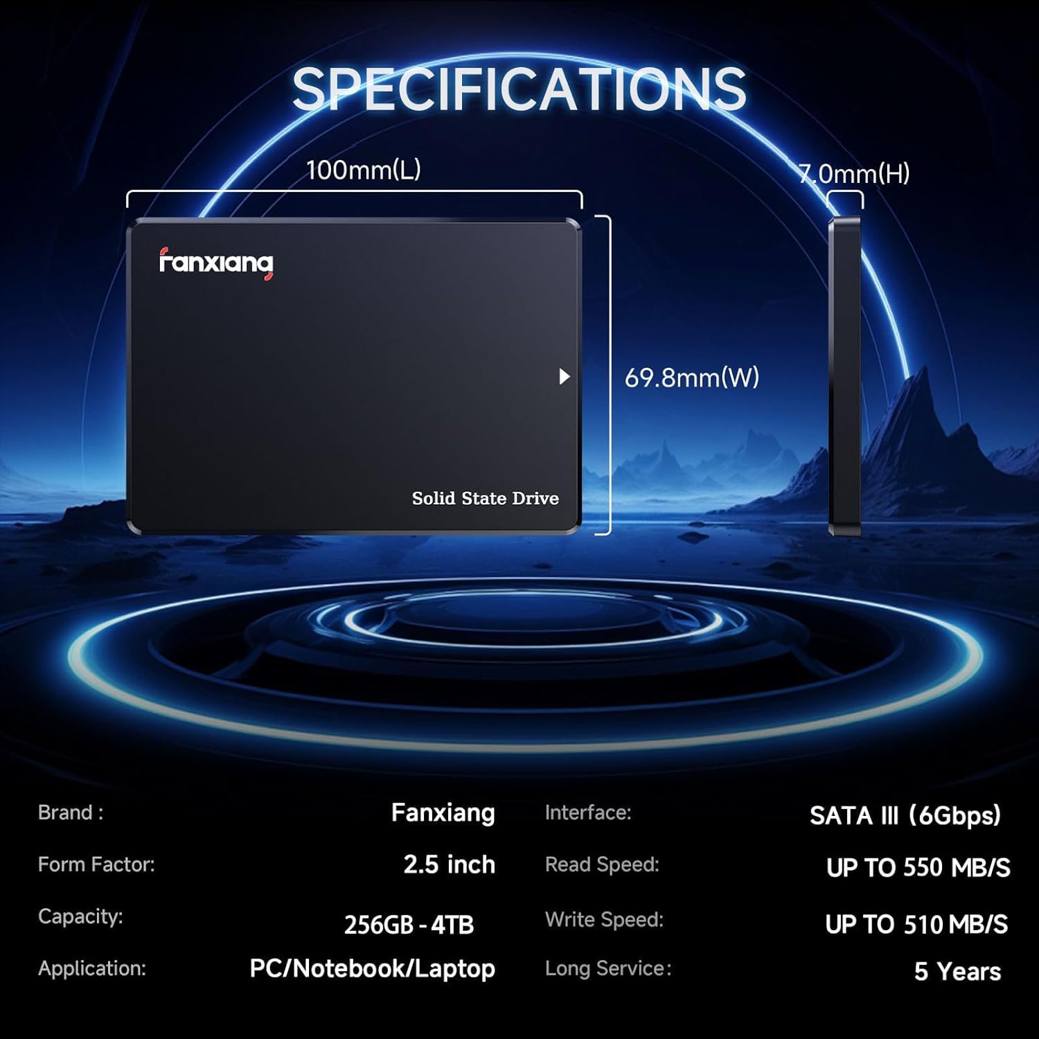 Fanxiang 512GB SSD SATA III 2,5" 560MB/s - immagine 3