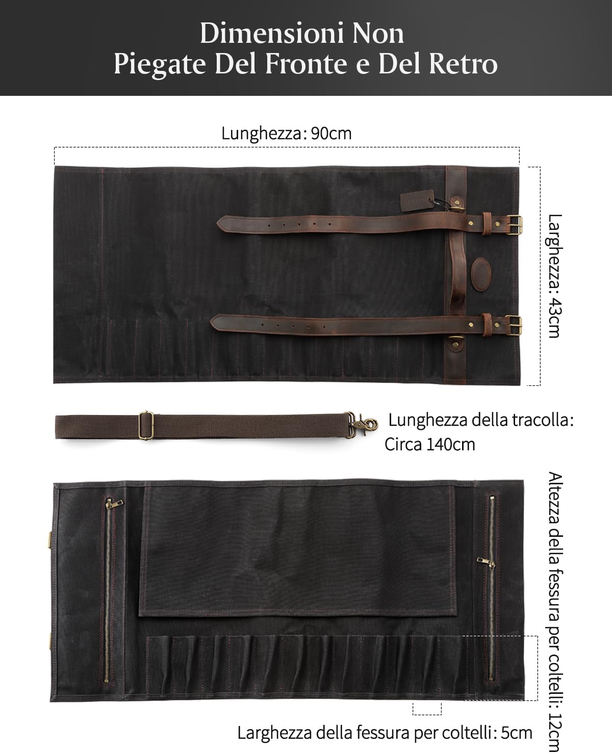 XINZUO Borsa a Rotolo per Coltelli da Chef Nera - immagine 5