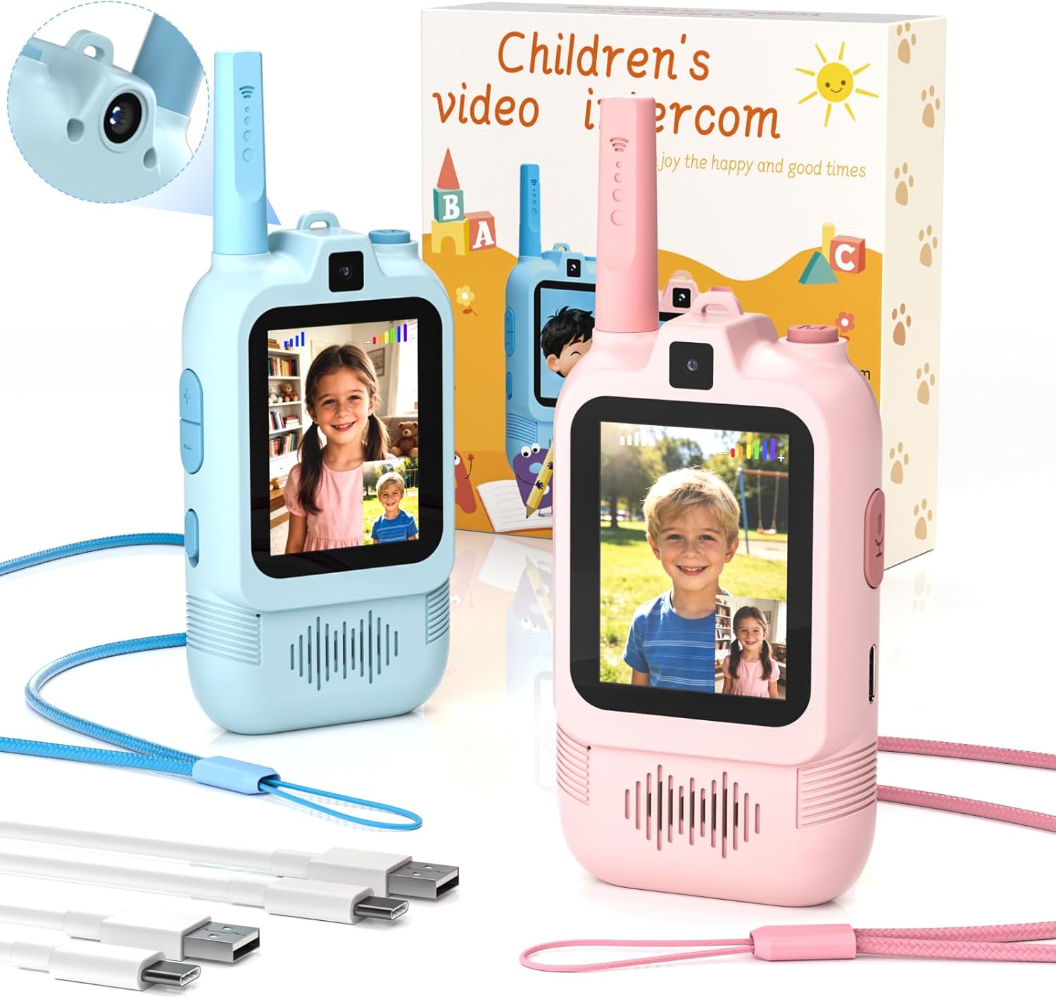 Walkie Talkie Bambini Ricaricabile con Doppia Telecamera HD - immagine 1