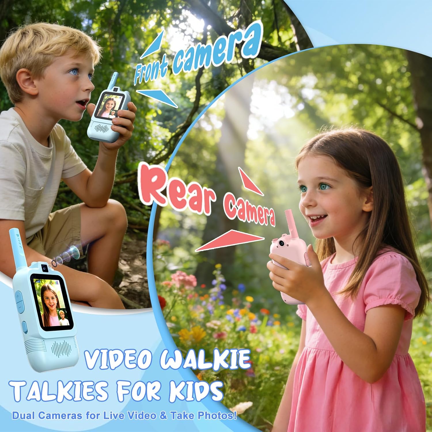 Walkie Talkie Bambini Ricaricabile con Doppia Telecamera HD - immagine 3