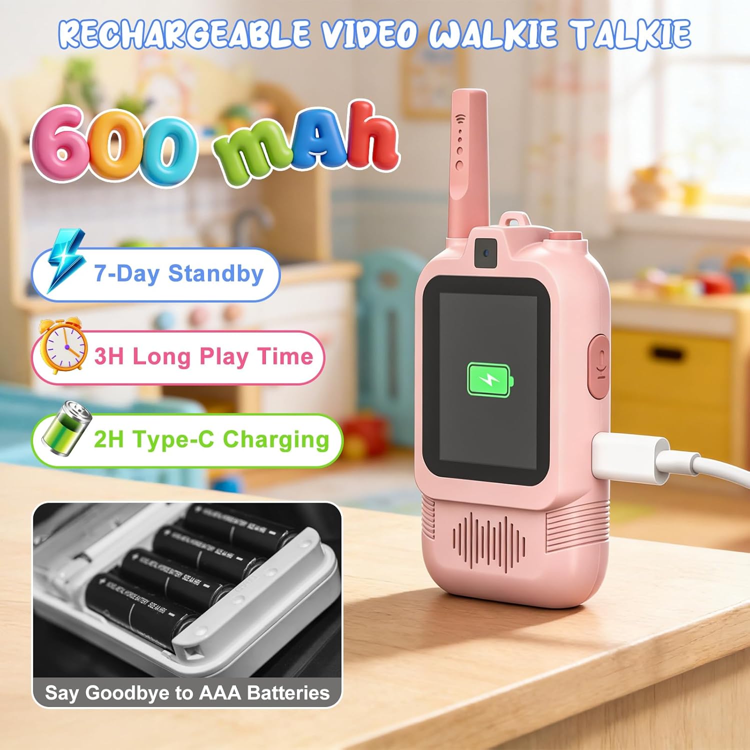 Walkie Talkie Bambini Ricaricabile con Doppia Telecamera HD - immagine 5