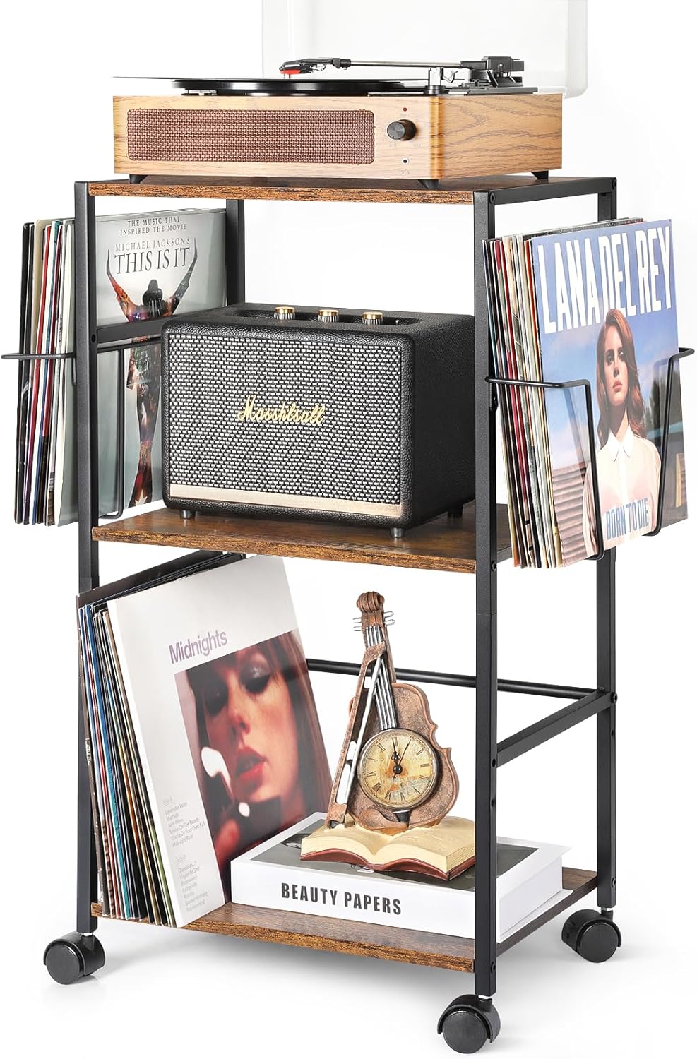 Bikoney Porta Giradischi Vinili Rotolando Vintage - immagine 1