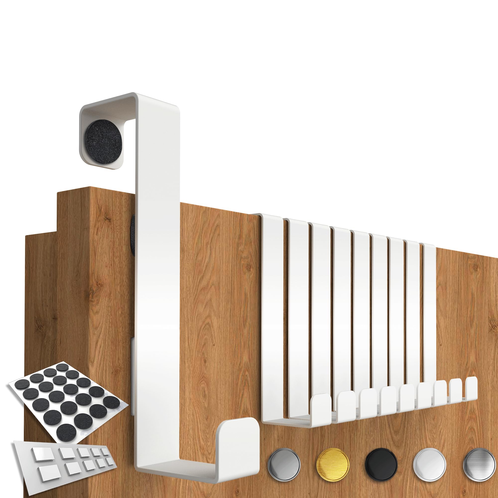 4smile 10 Appendiabiti da Porta in Acciaio Inox, Bianco