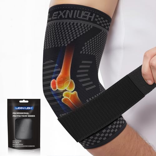 Tutore Epicondilite Gomito Regolabile, Gomitiera per Epicondilite e Tendinite, Tutore Gomitiere Compressione per Tennis, Palestra, Golf, Sport, Fascia Unisex Supporto Gomito per Alleviare il Dolore, M