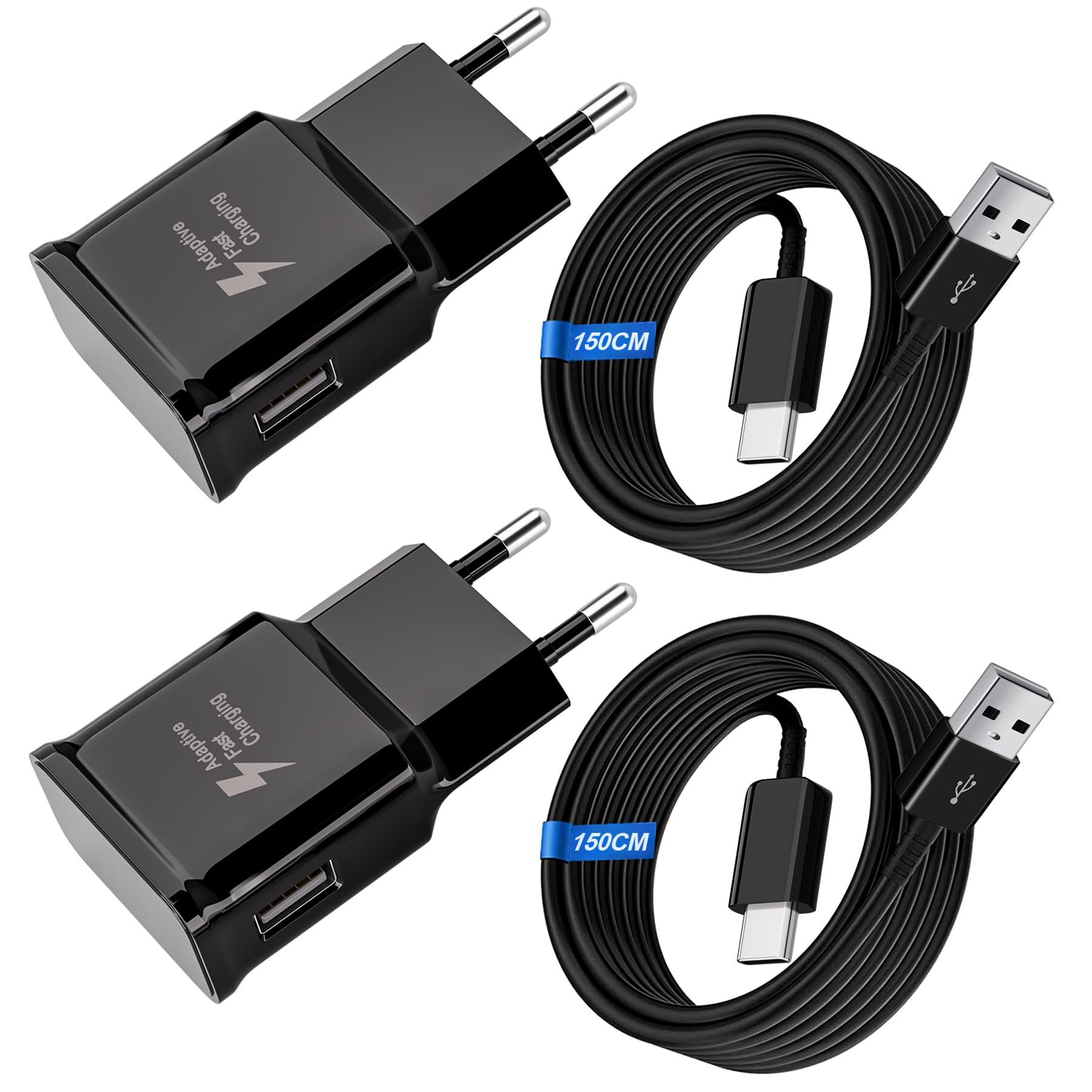 Kayshow Carica Batteria Veloce USB con Cavo Tipo C (2-Pack)