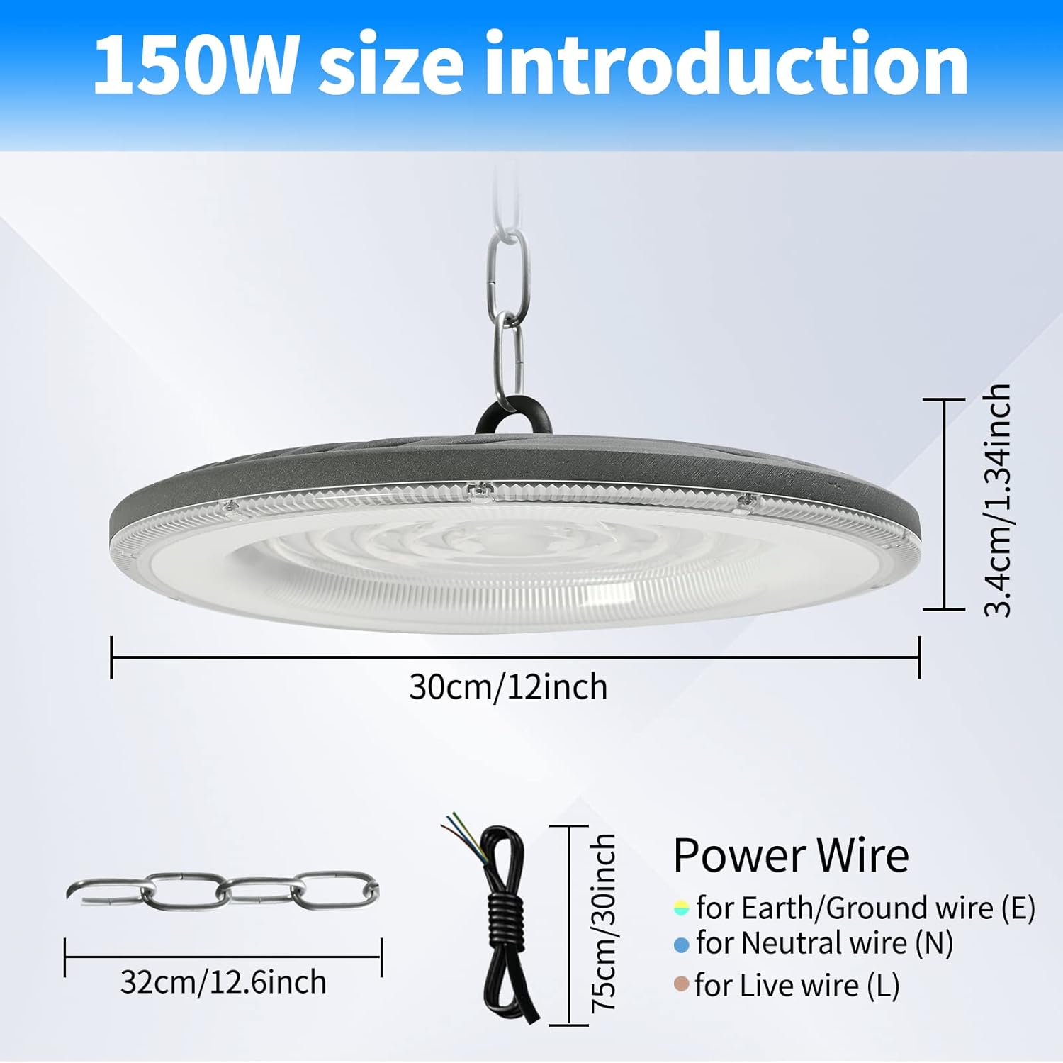 Blivrig Lampada LED Sospensione Industriale UFO 150W - immagine 6